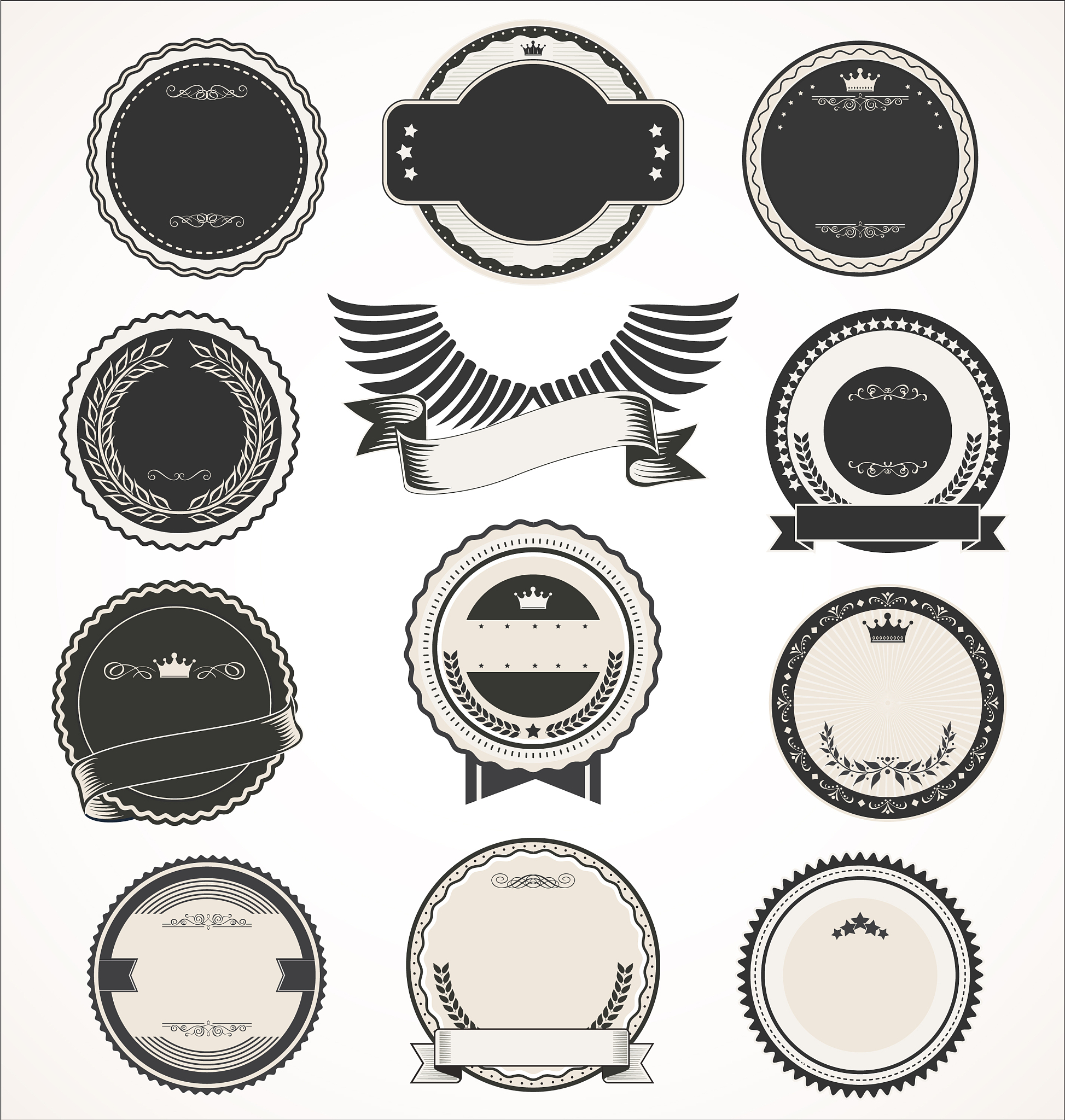 blank retro vintage badges and labels collection