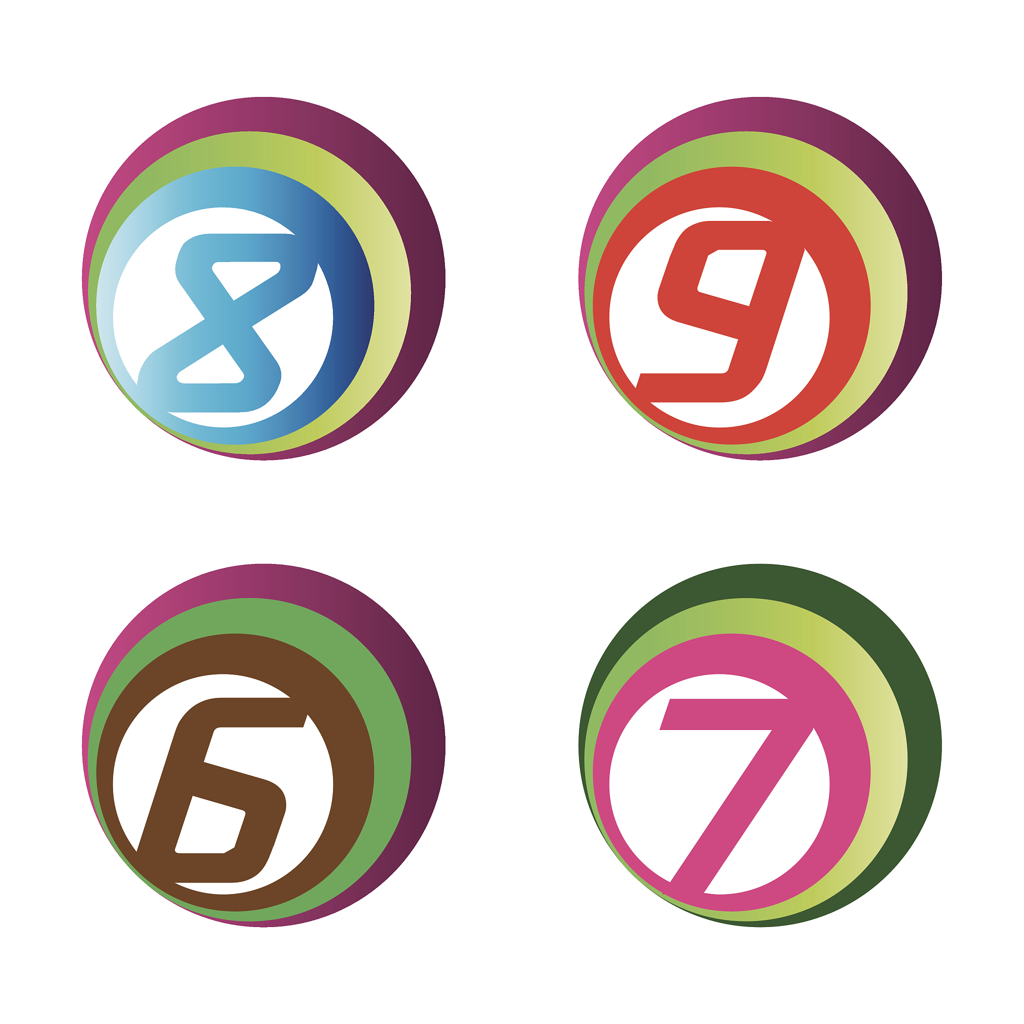 number 6, 7, 8, 9, logo template