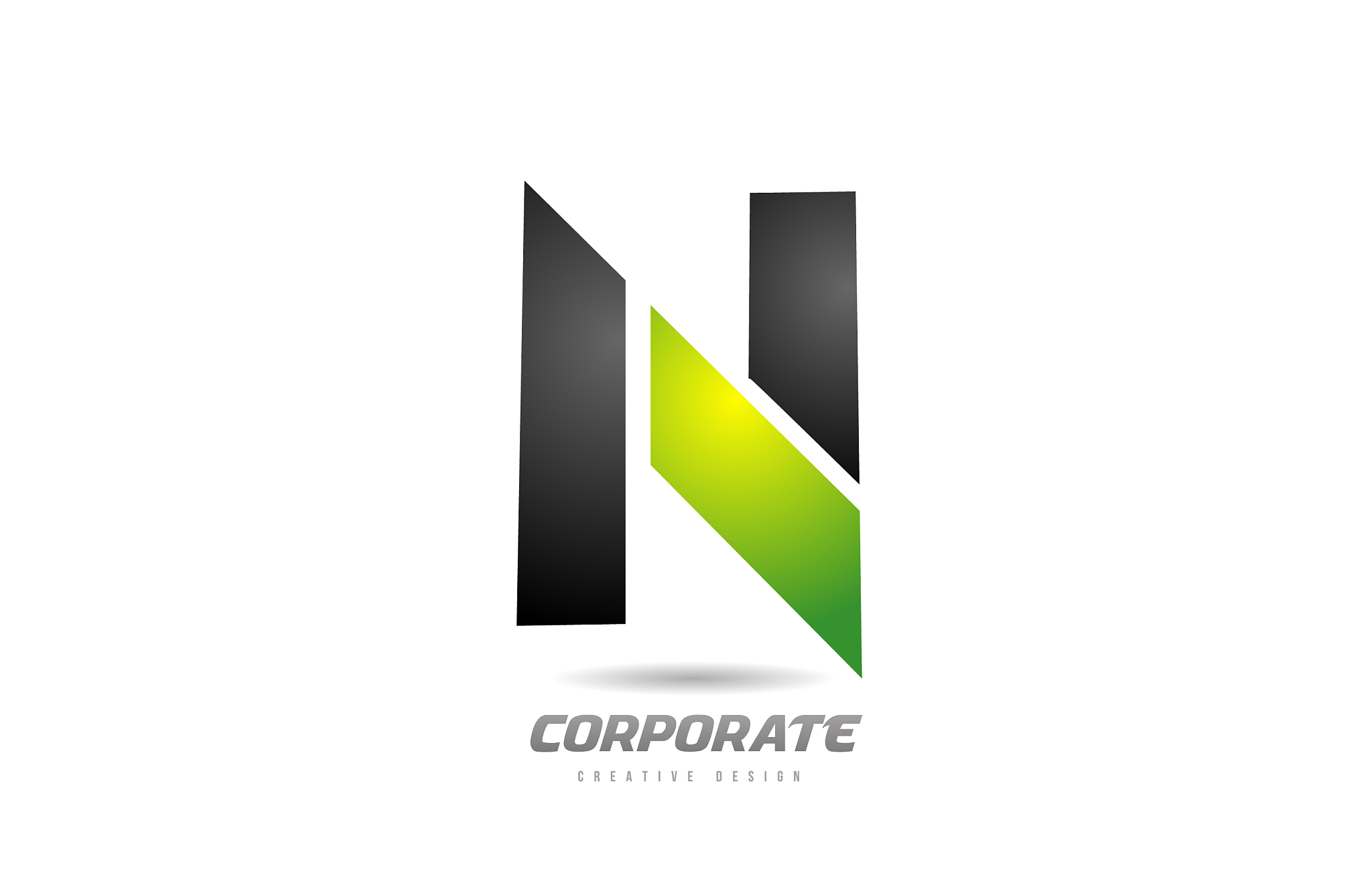 black green logo letter n alphabet design icon
