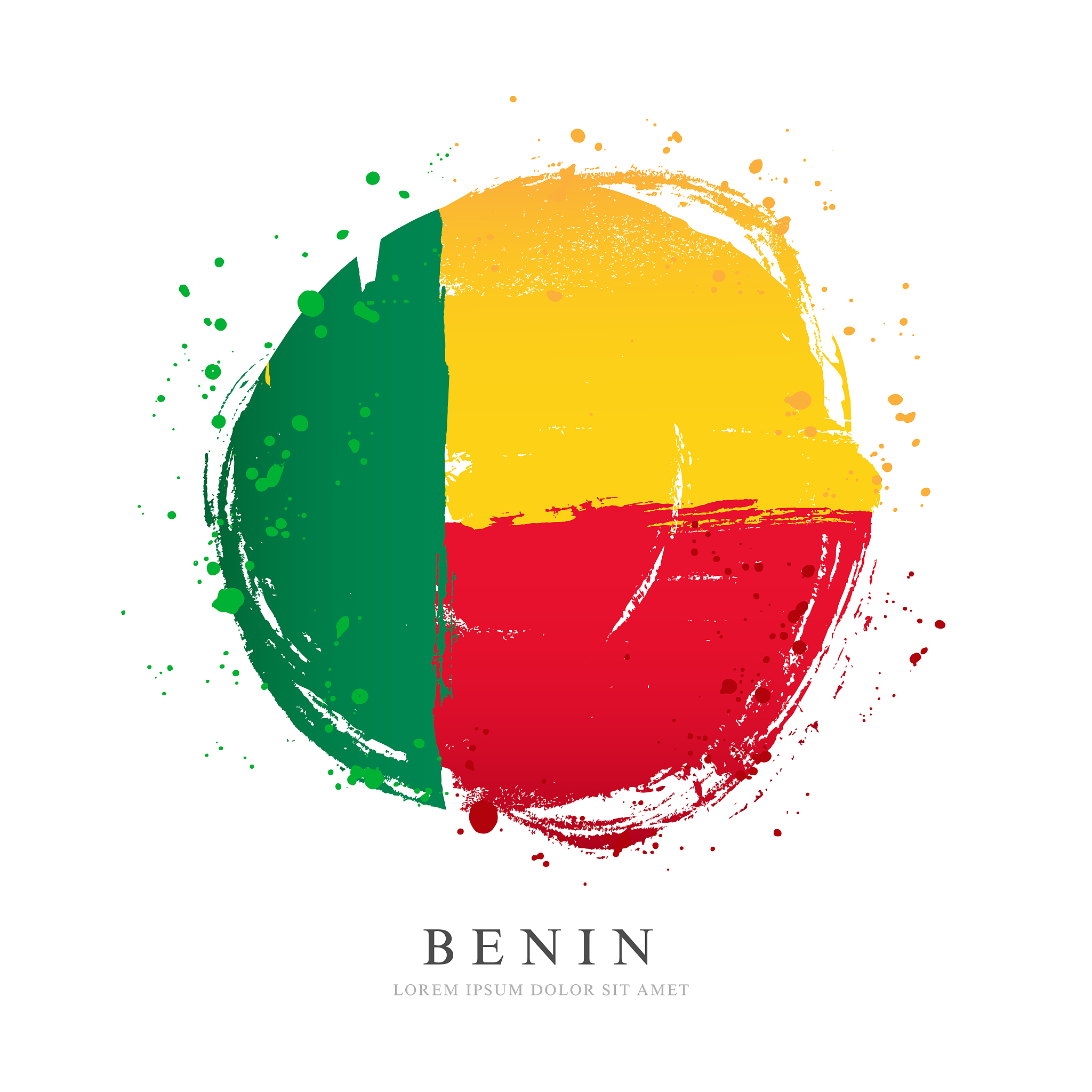 benin flag in the shape of a big circle. vector illustration