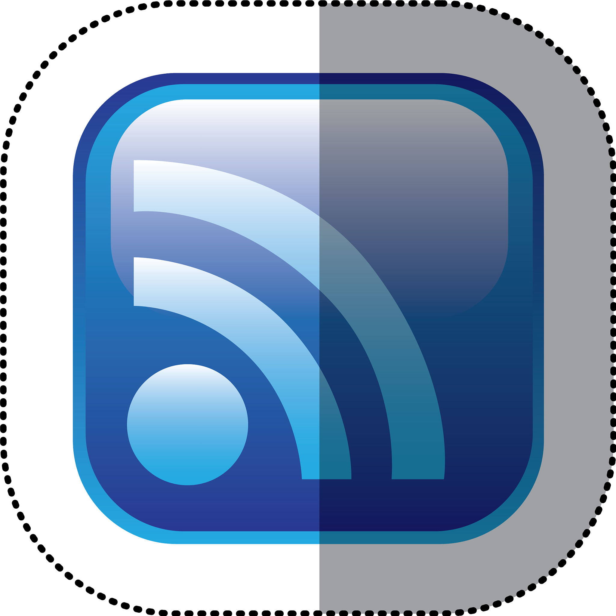 sticker blue square frame with wifi icon