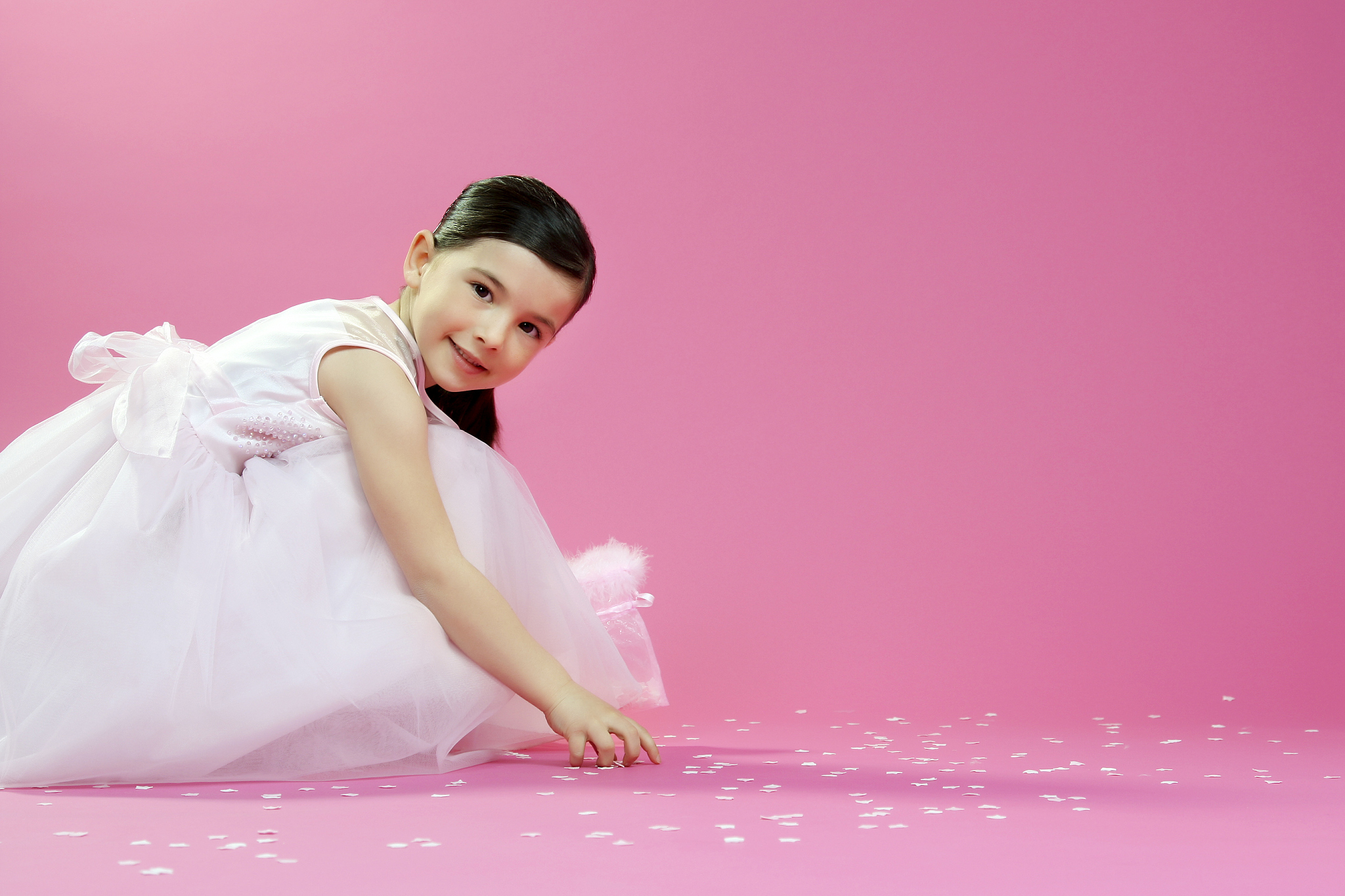 little bridesmaid looking at camera