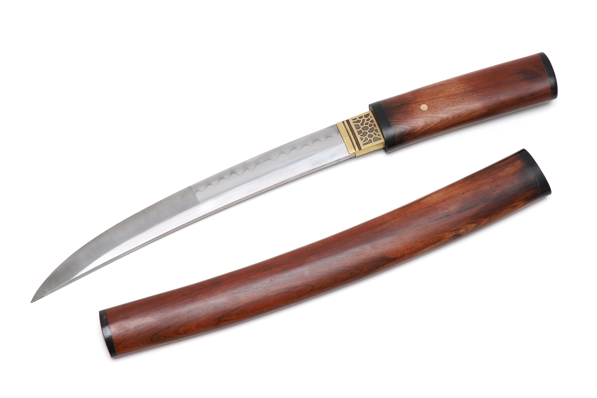 aigushi or tanto short japanese sword with scabbard isolated in 