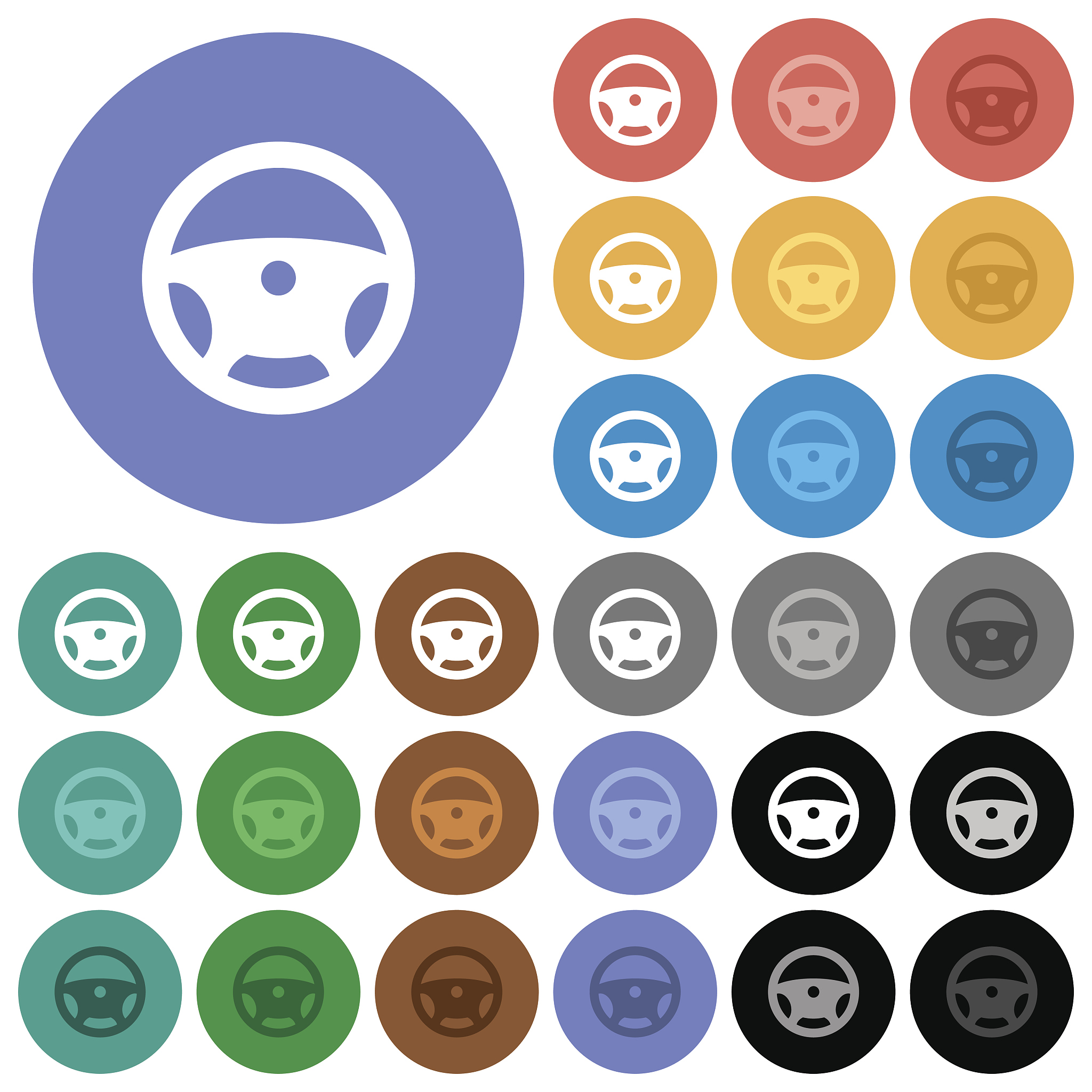 steering wheel round flat multi colored icons