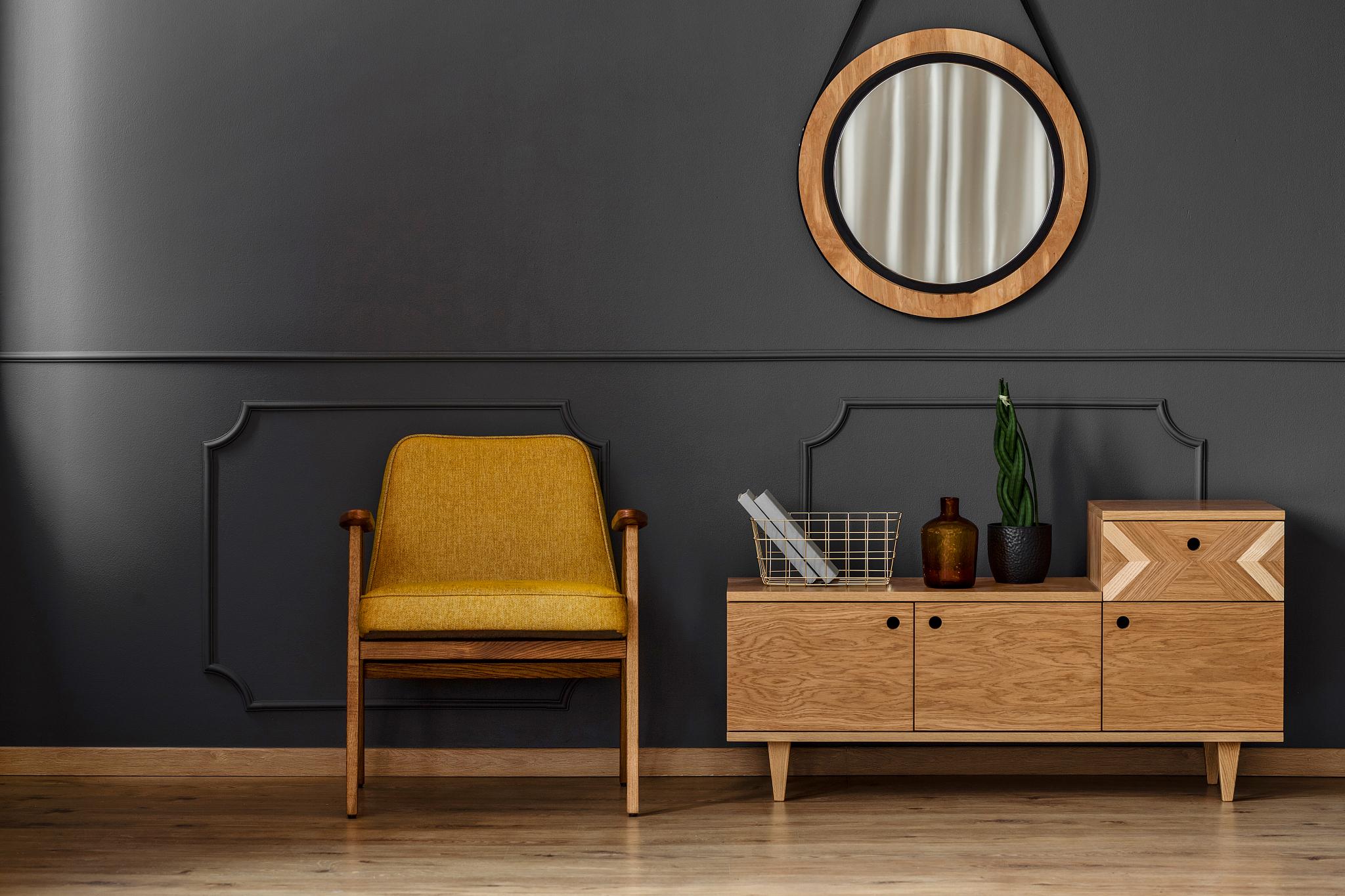 simple black room interior