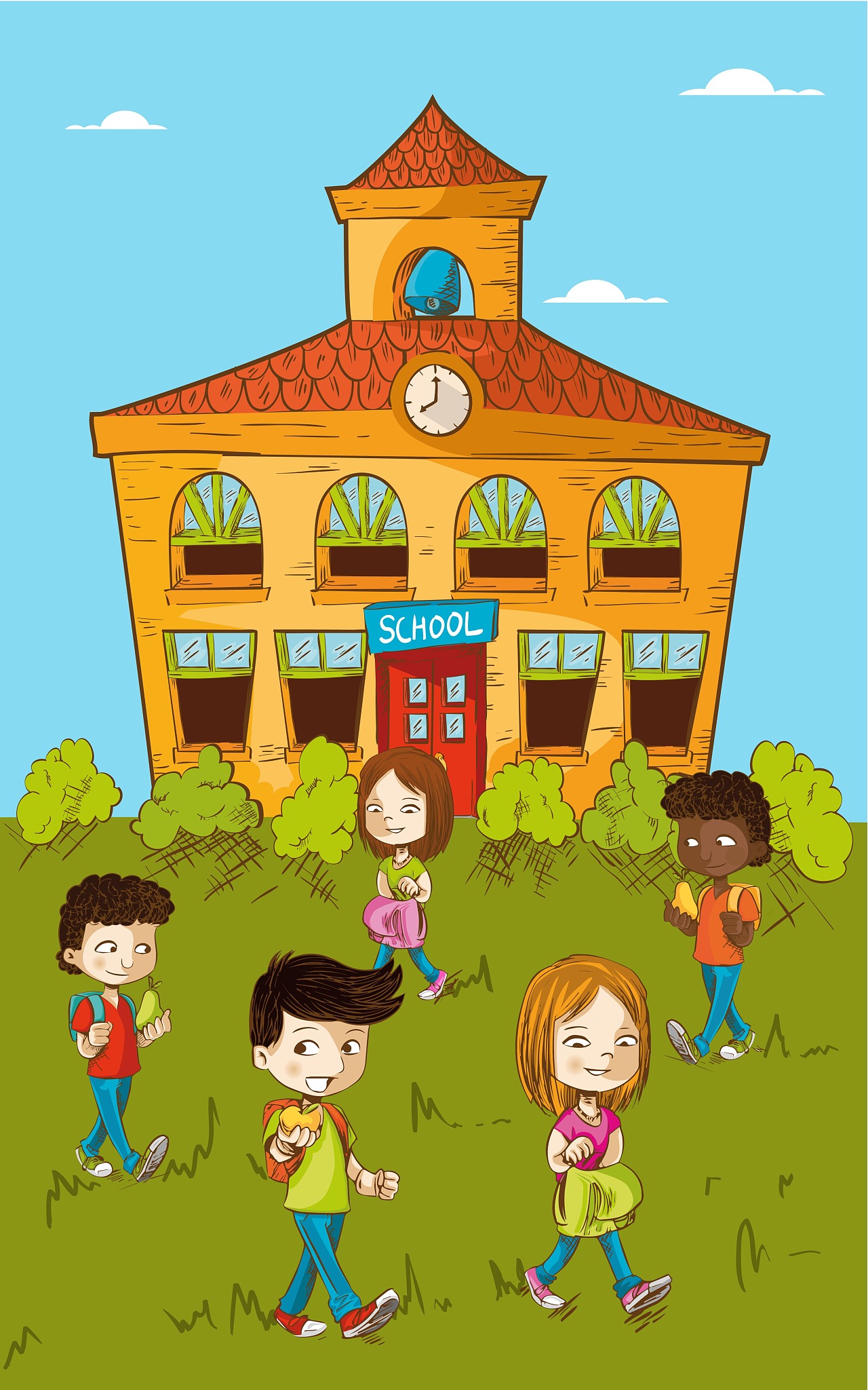 back to school education kids cartoon.