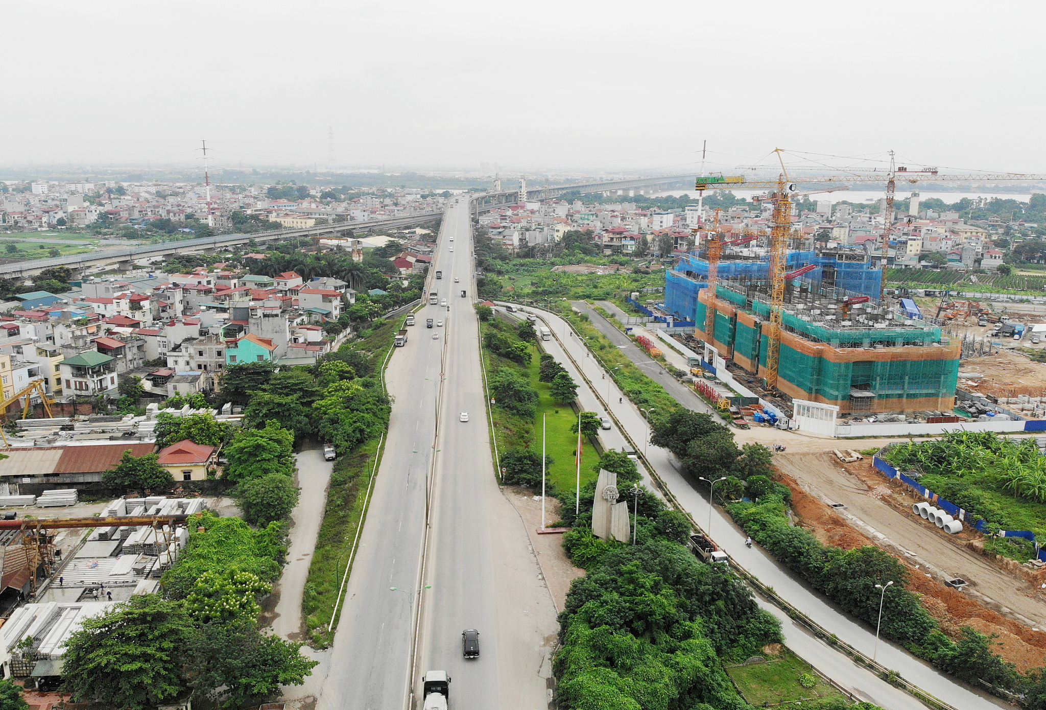 high angle view of cityscape against sky