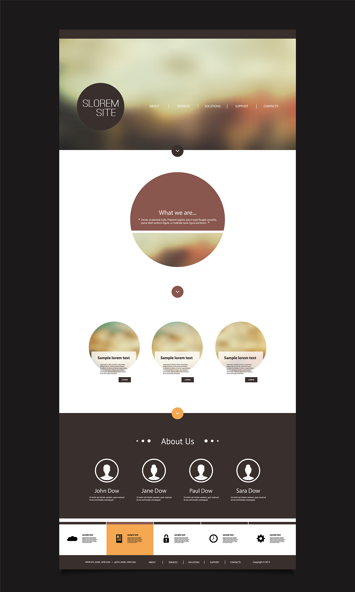 one page website template with blurred background