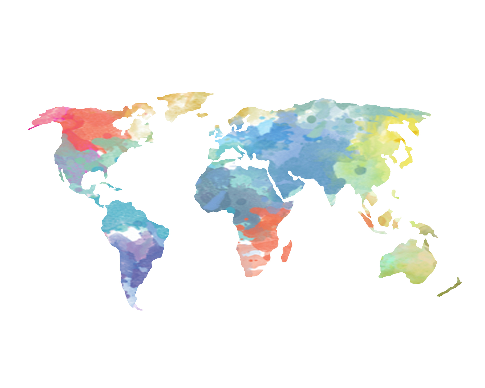 watercolor world map poster