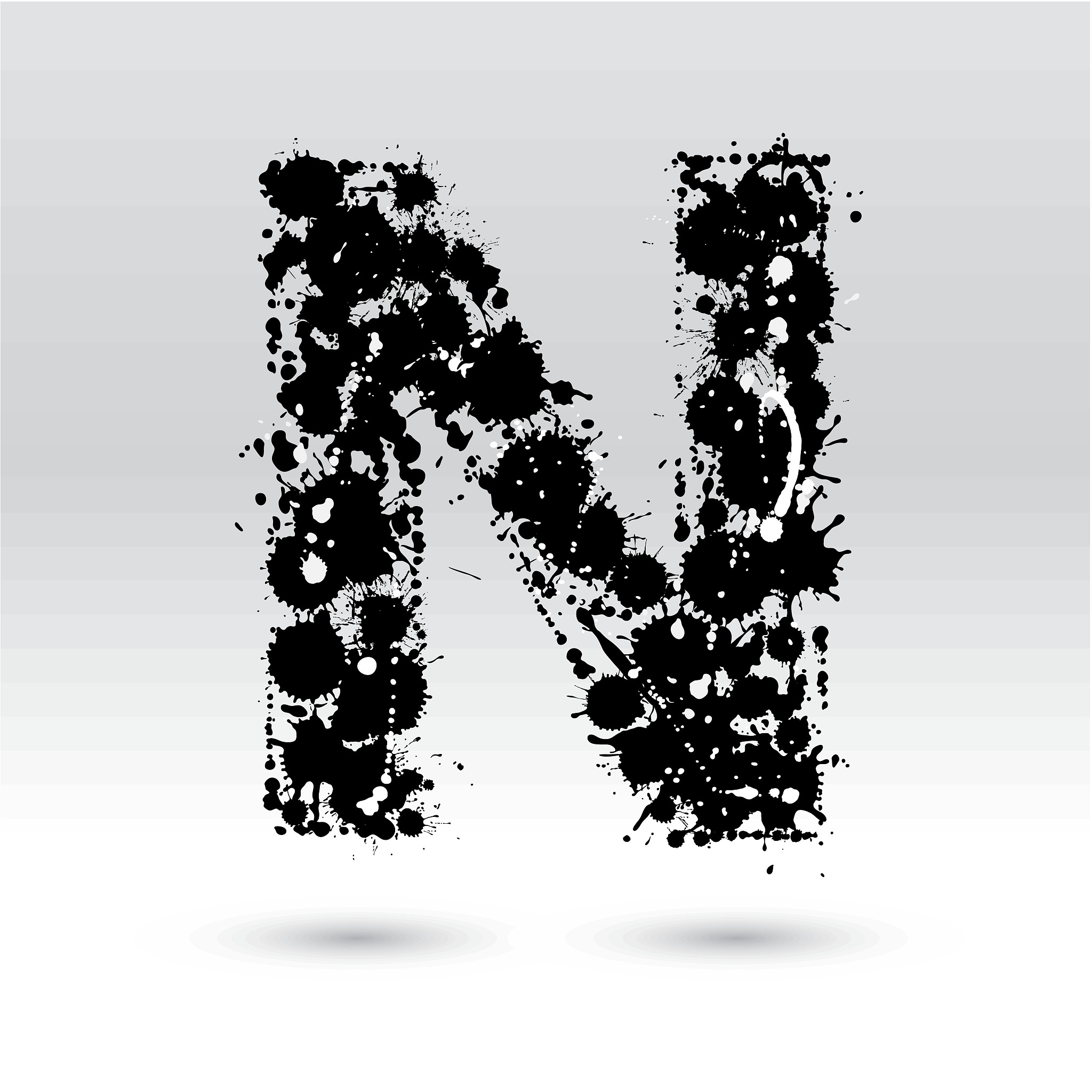 letter n formed by inkblots