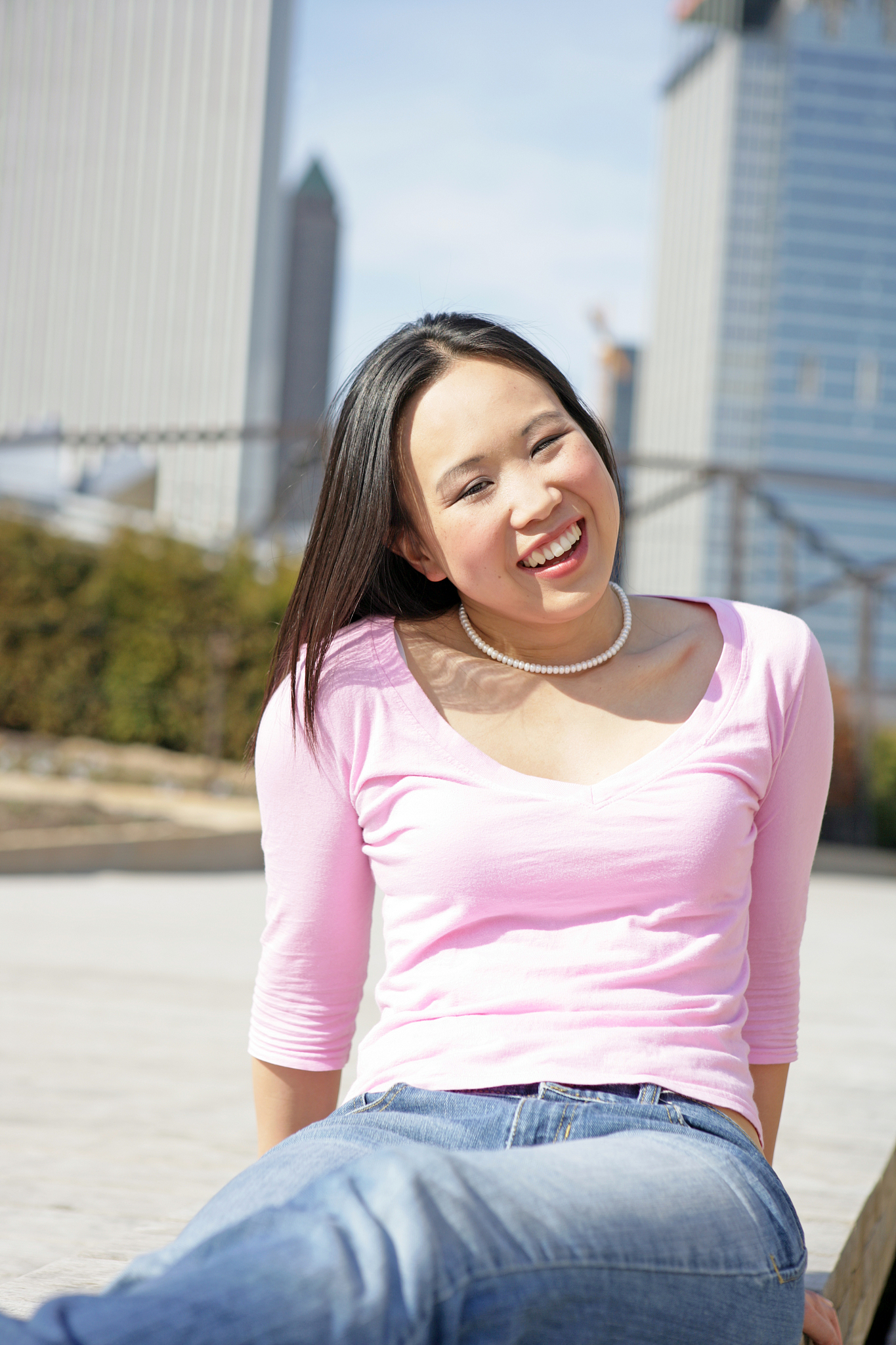 casual woman laughing vertical