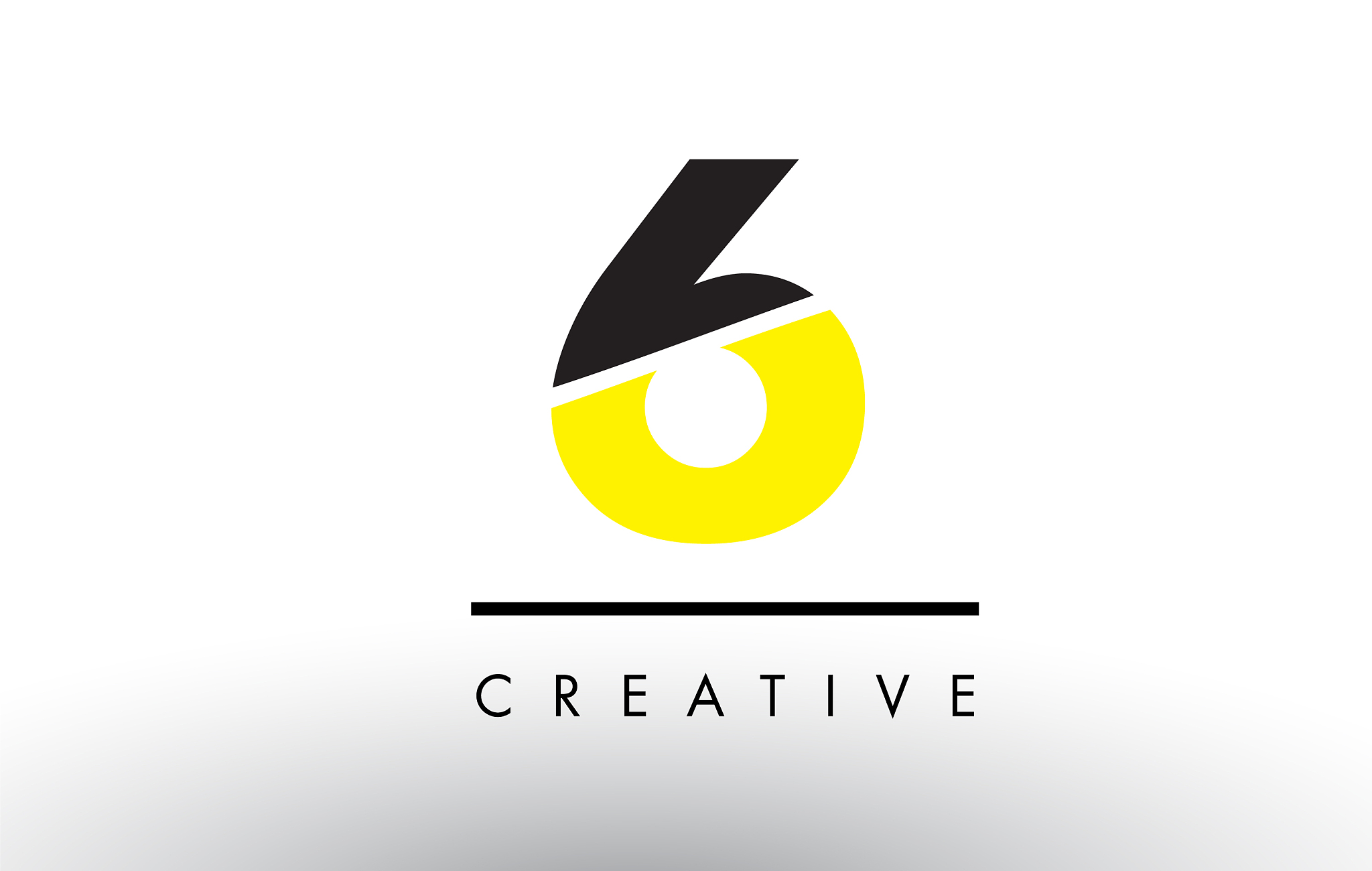 6 black and yellow number logo design