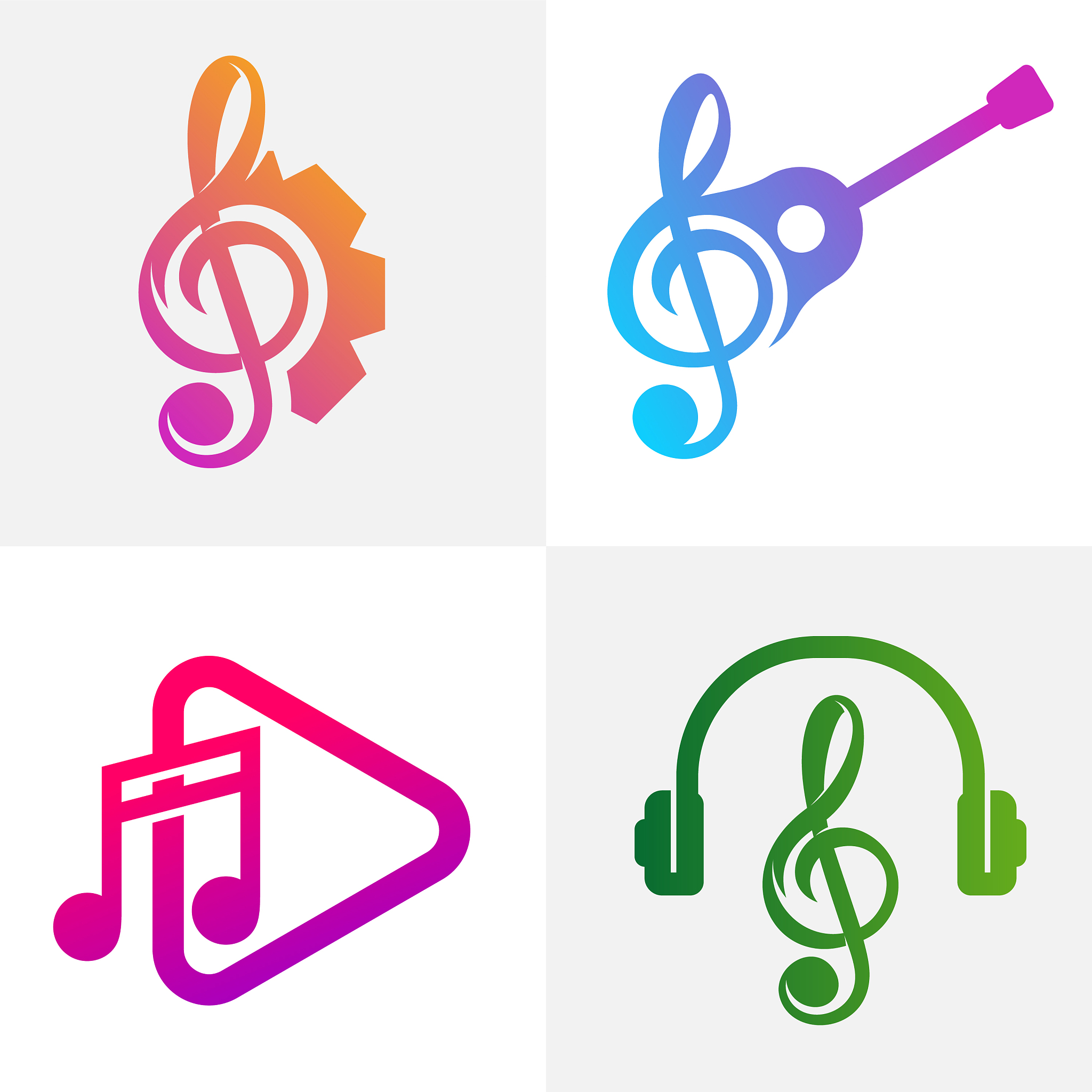set music note logo design concept note play