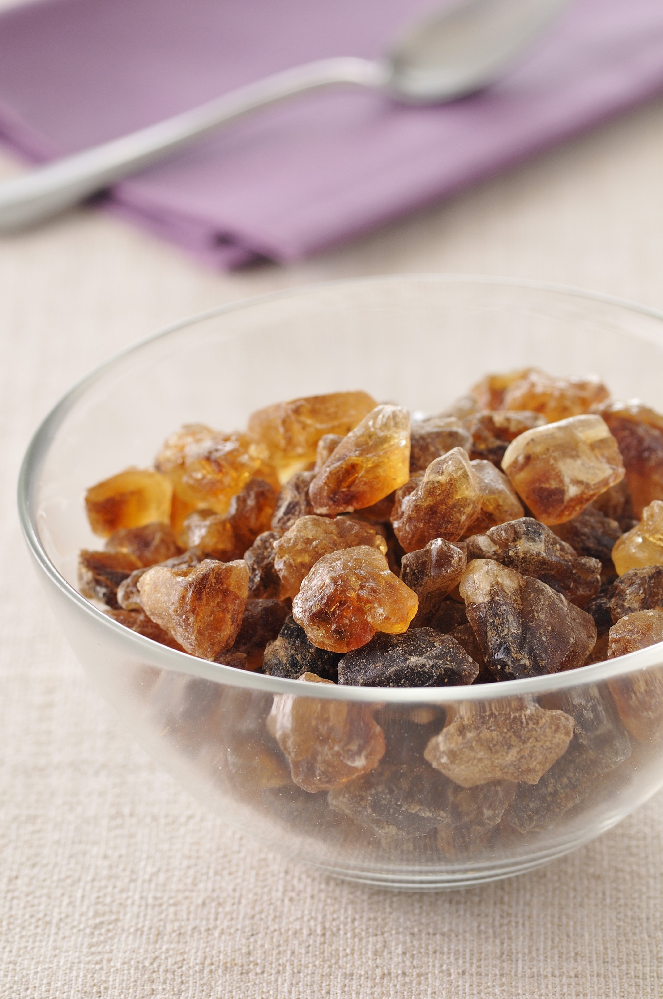 bowl of brown rock sugar