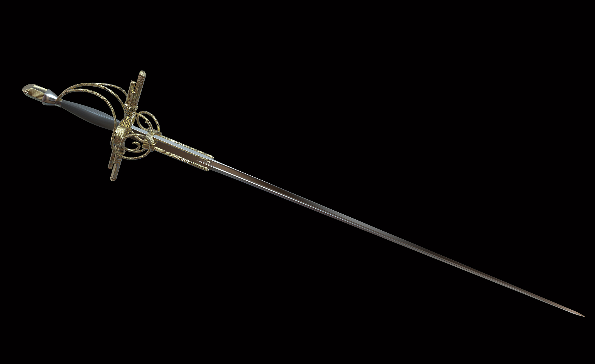 medieval weapons.3d illustration isolated on black background