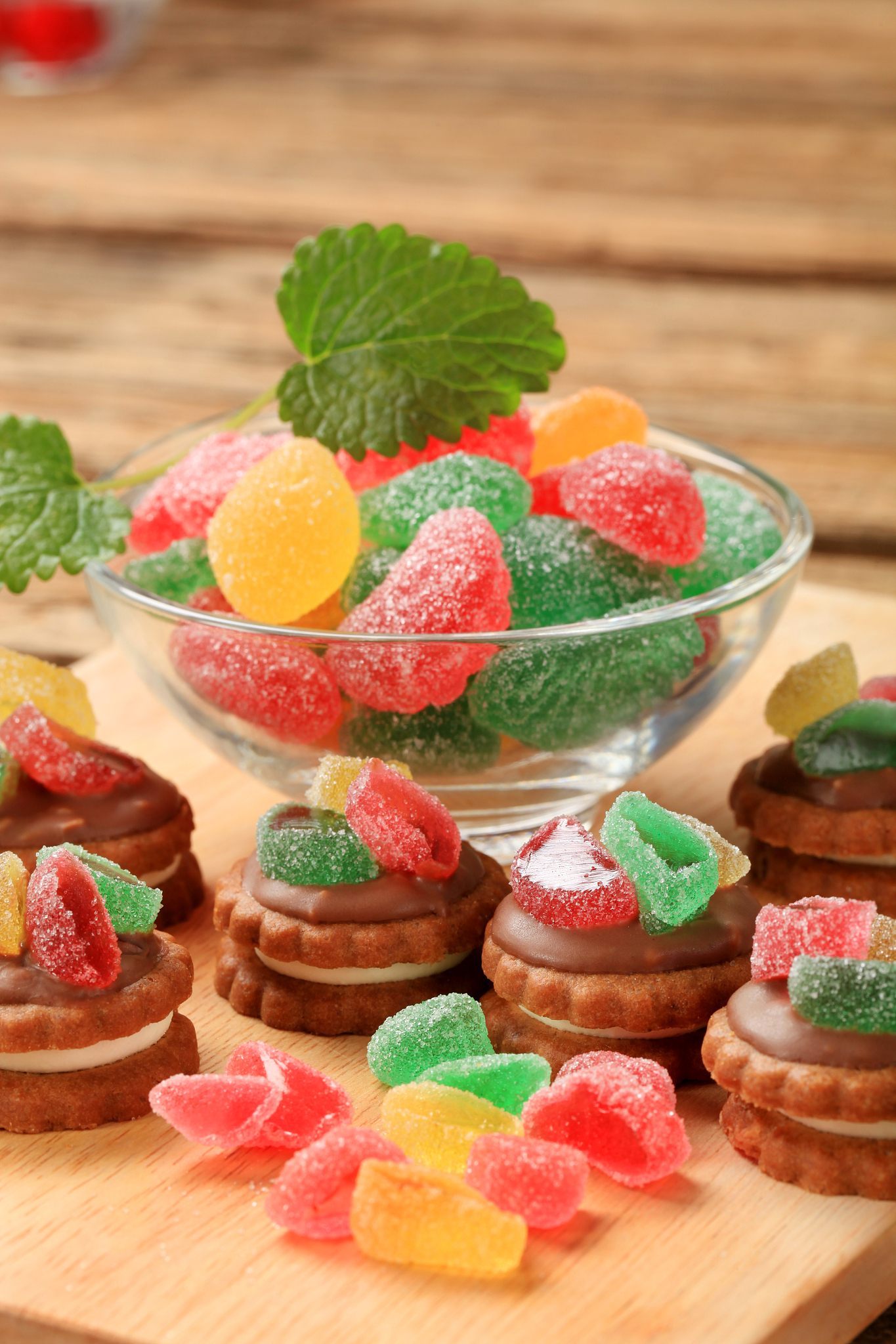chocolate cookies sprinkled with candy