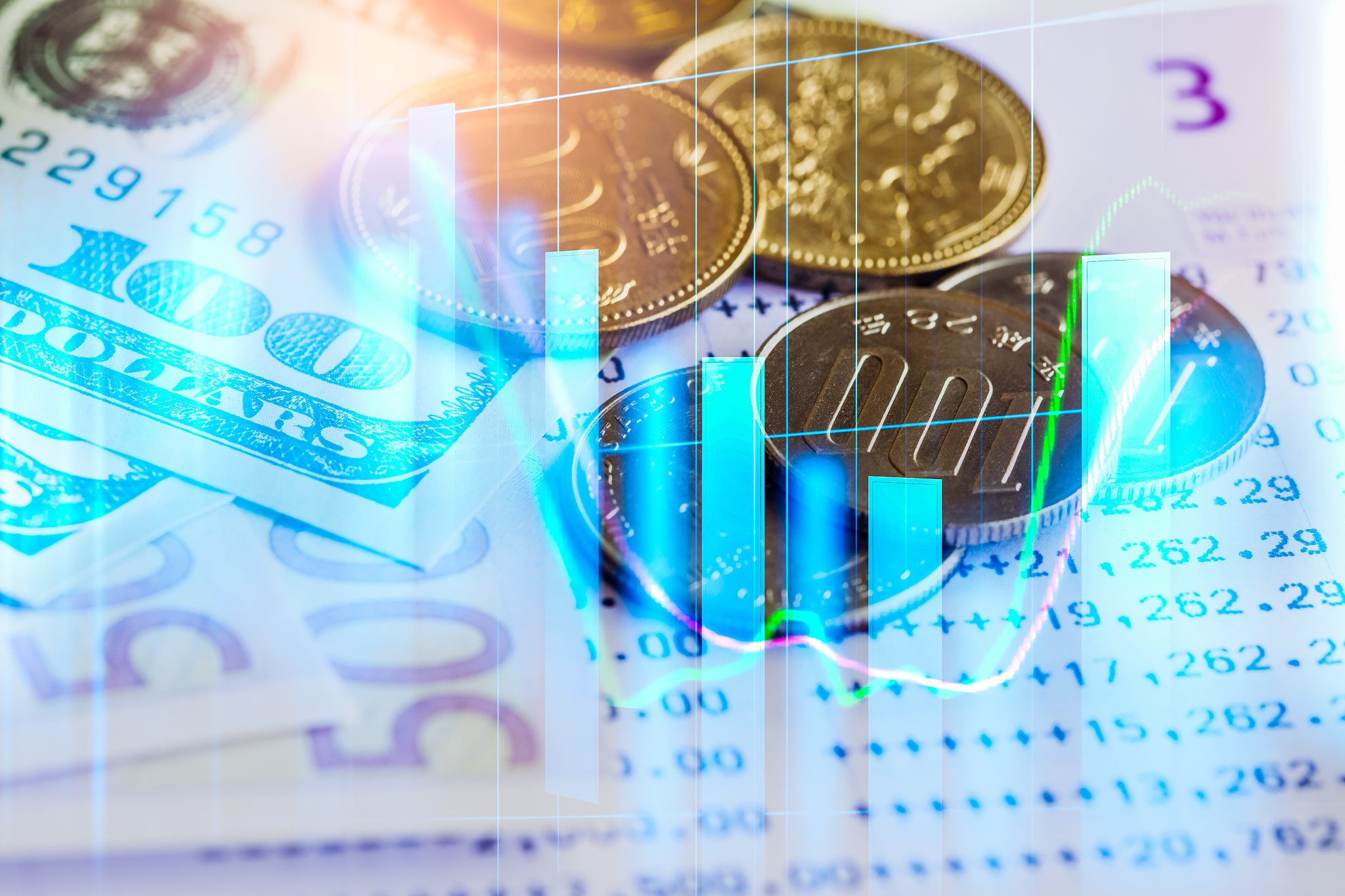 stock market or forex trading graph and candlestick chart suitab