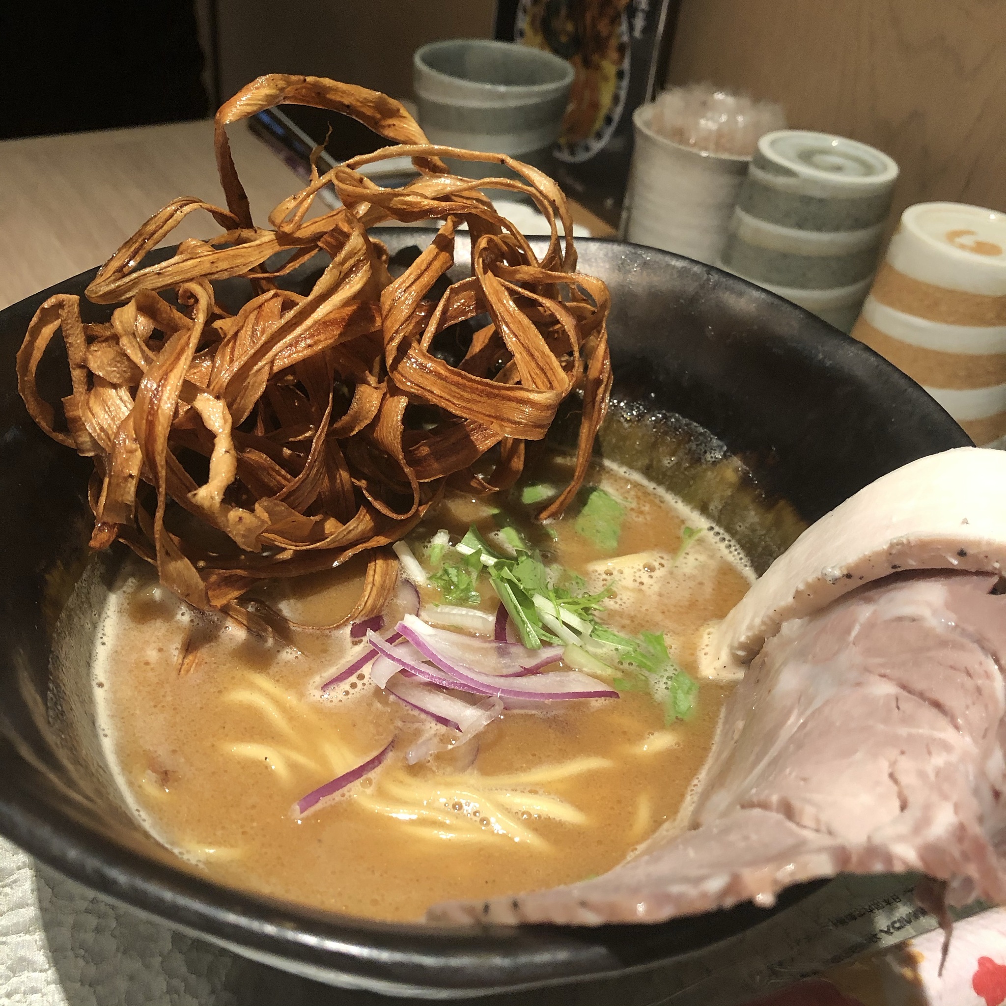 japanese seafood ramen with burdock