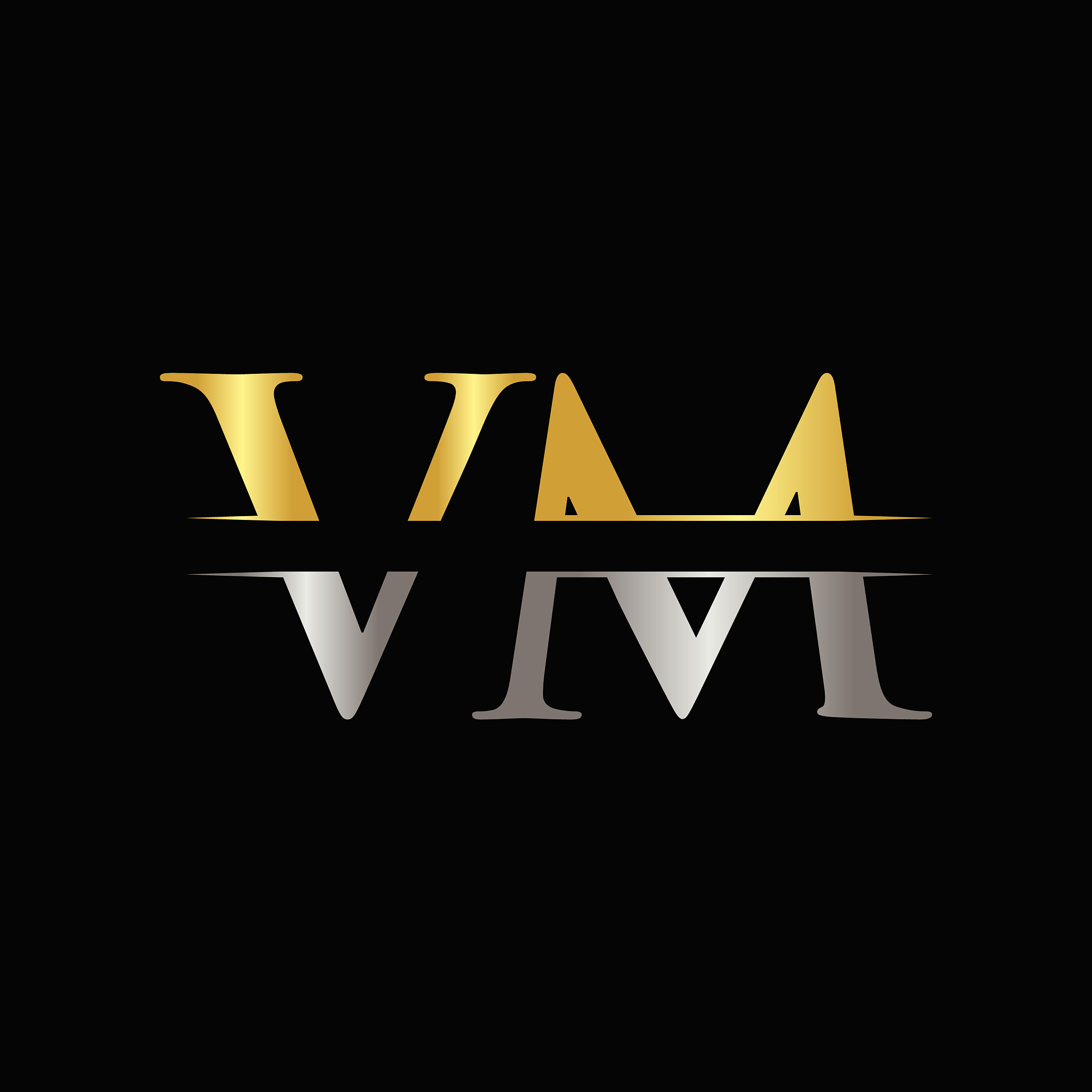 creative letter vm logo template with gold and