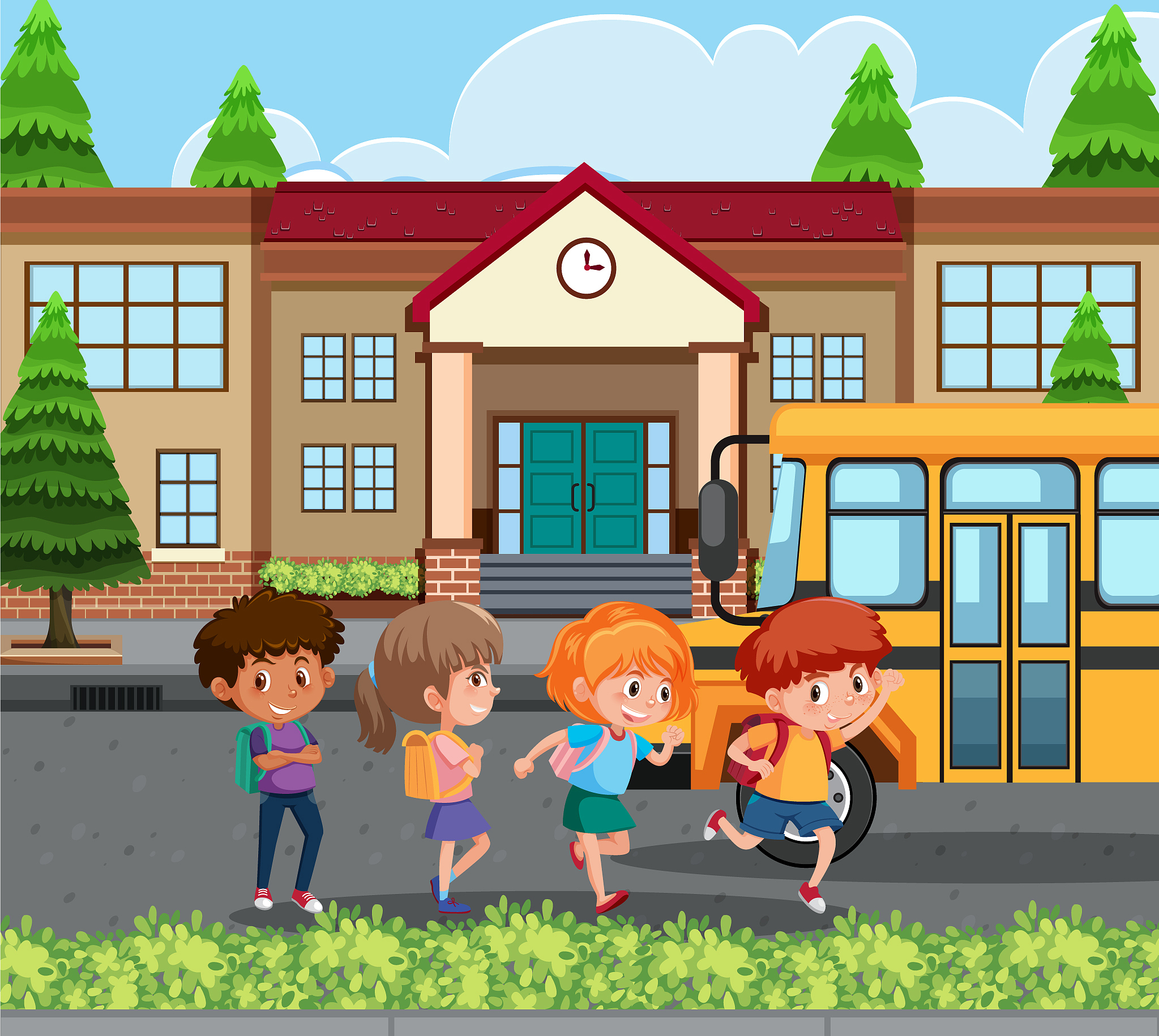student going home by school bus