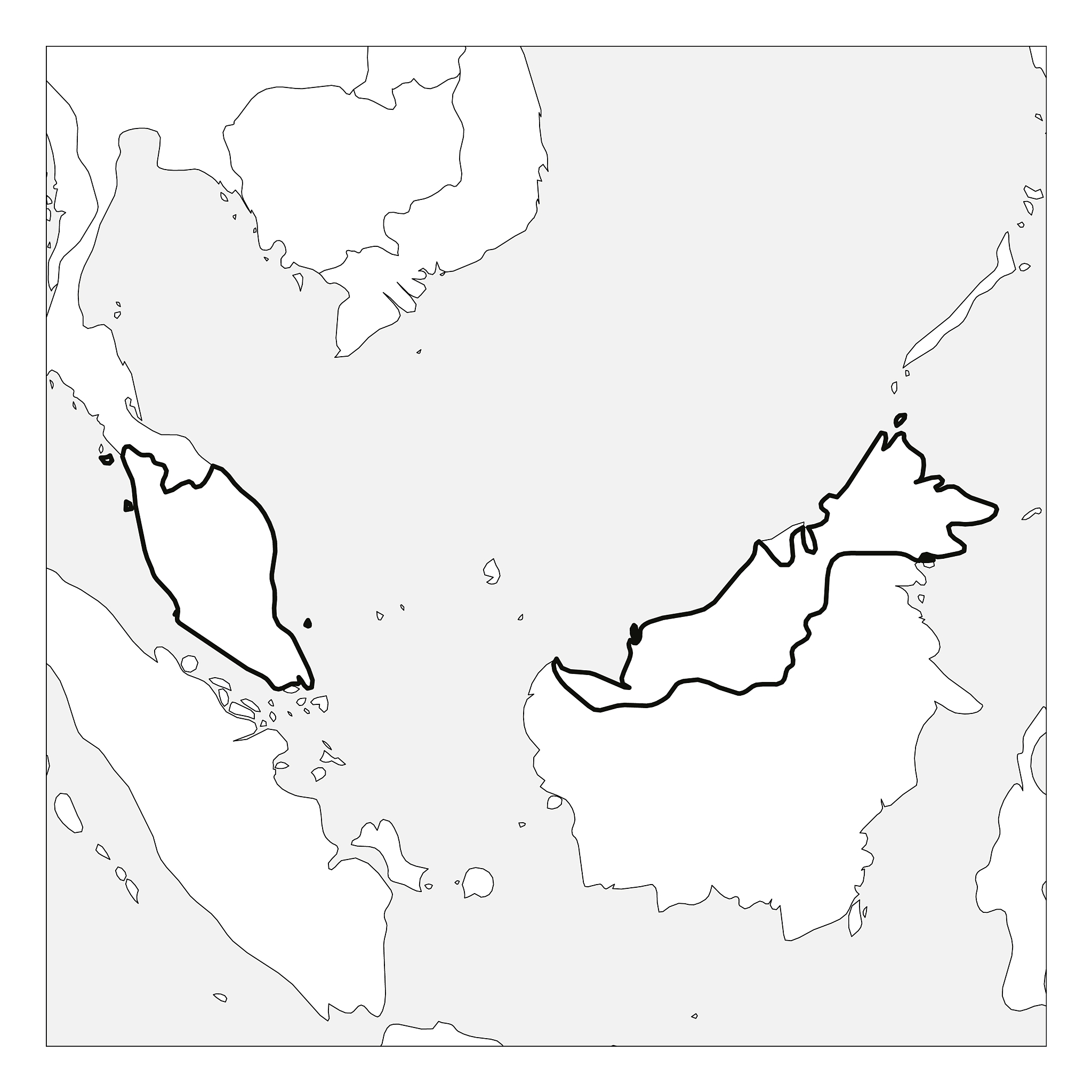 map malaysia black thick outline highlighted