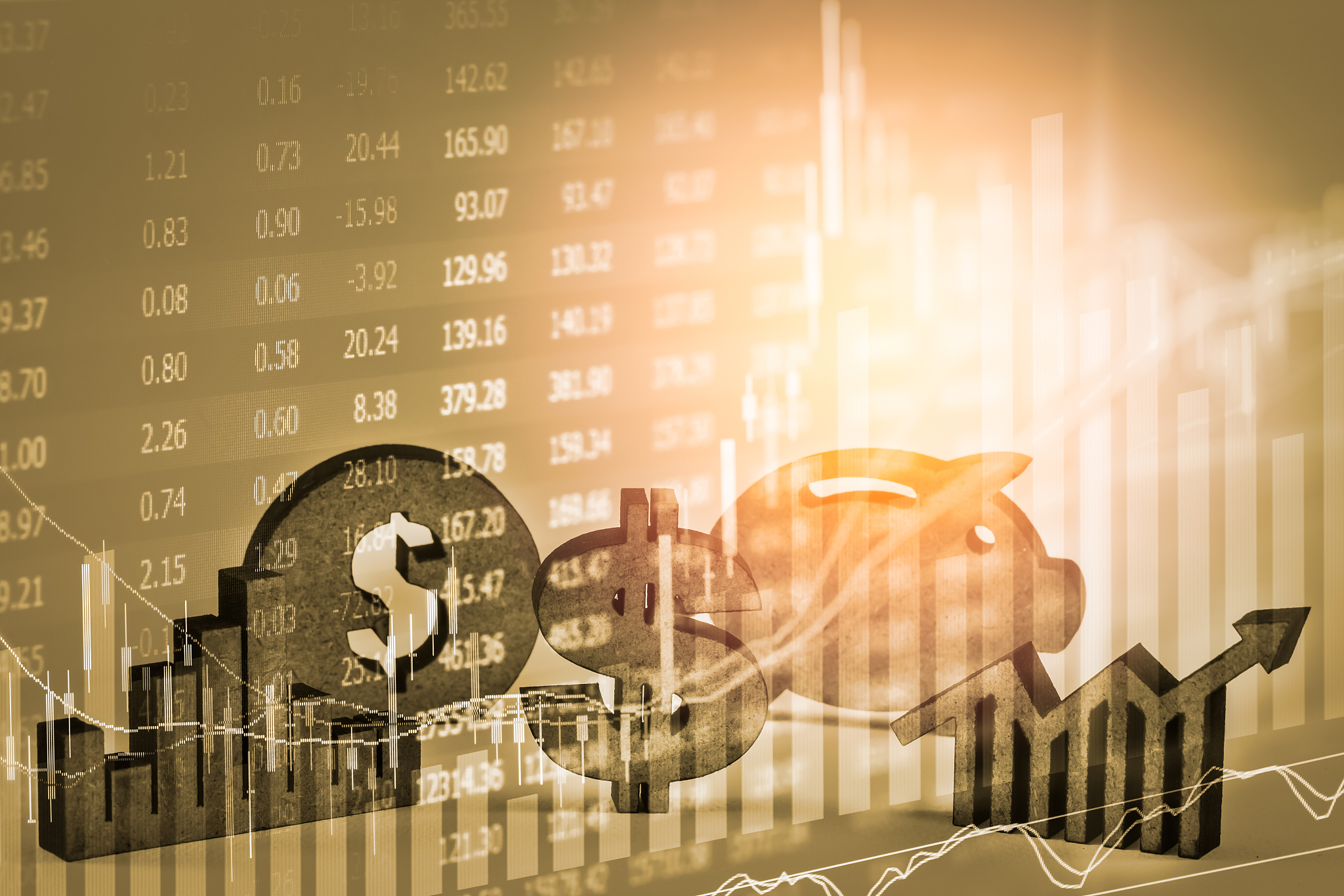 double exposure business man on stock financial exchange. stock 