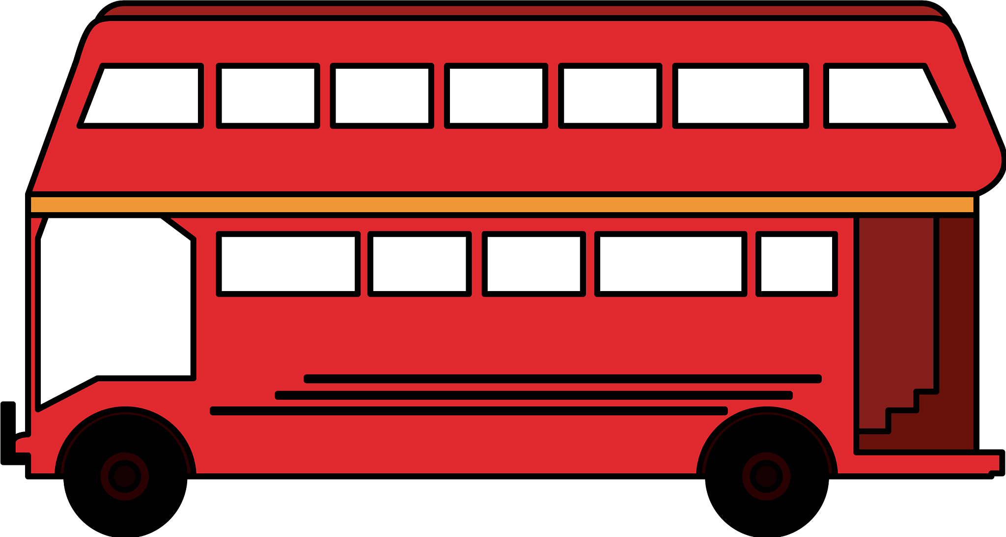 colorful silhouette red two floor bus transport