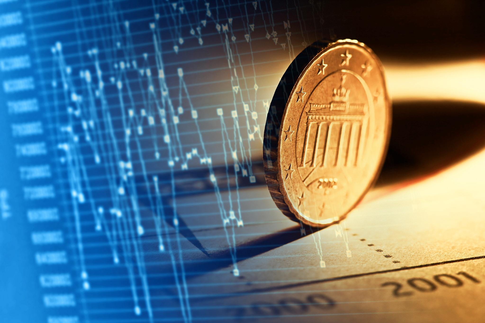 financial graphs and coin.