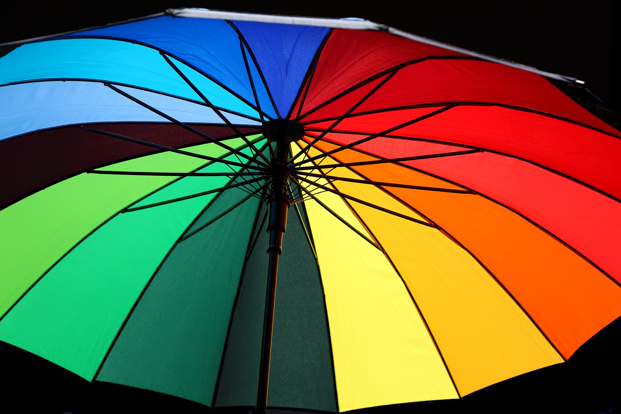multicolored open umbrella with colorful wedges