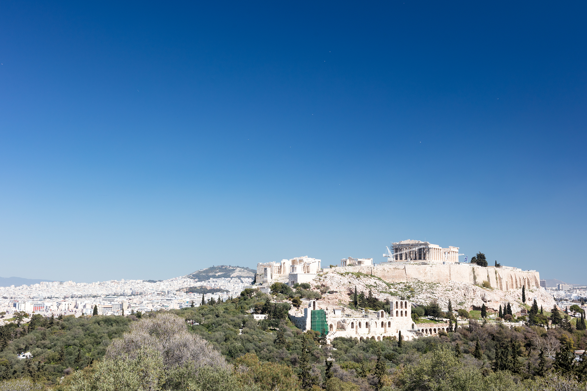 akropolis hill seen from mouseion hill, athens