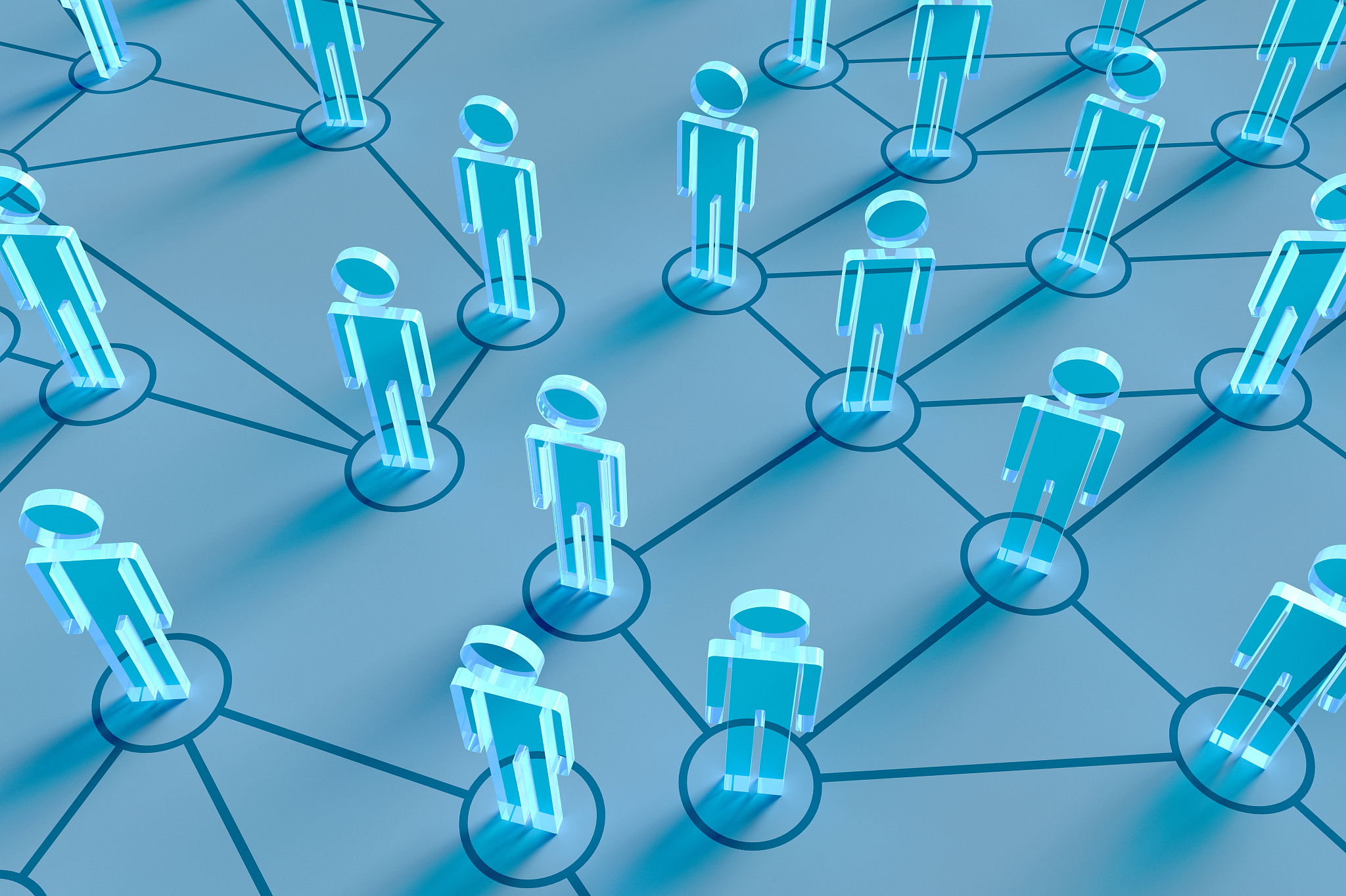 大量的人在网络上的3d图