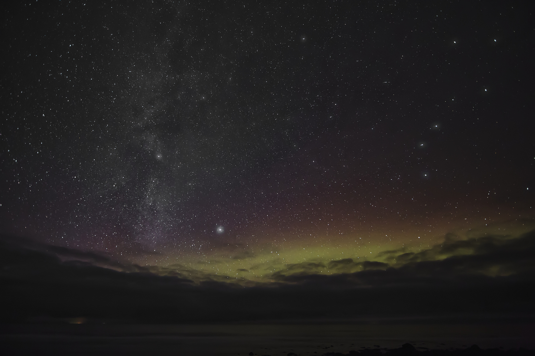 milky way, the big dipper and aurora