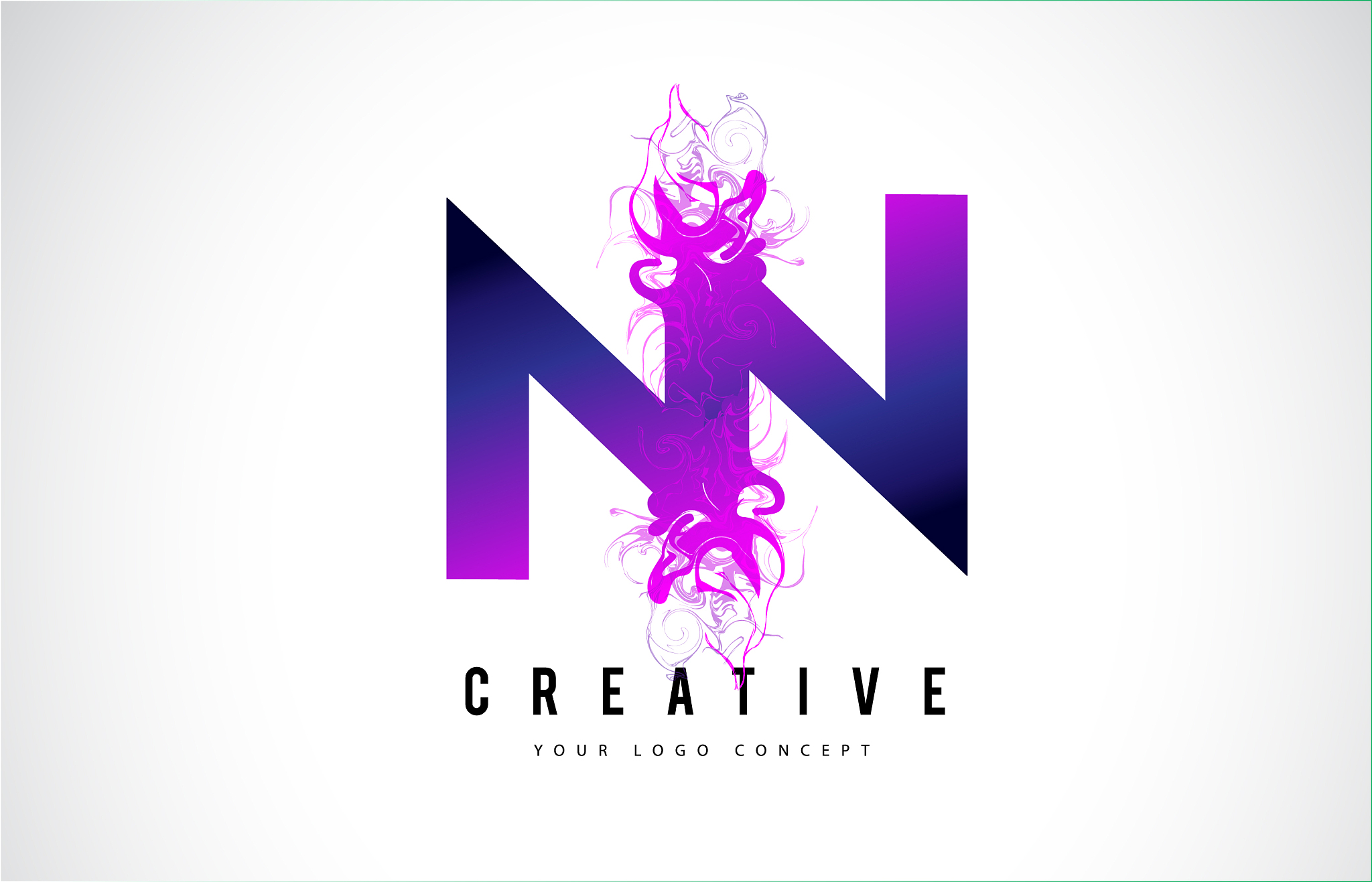 nn n n purple letter logo design with liquid
