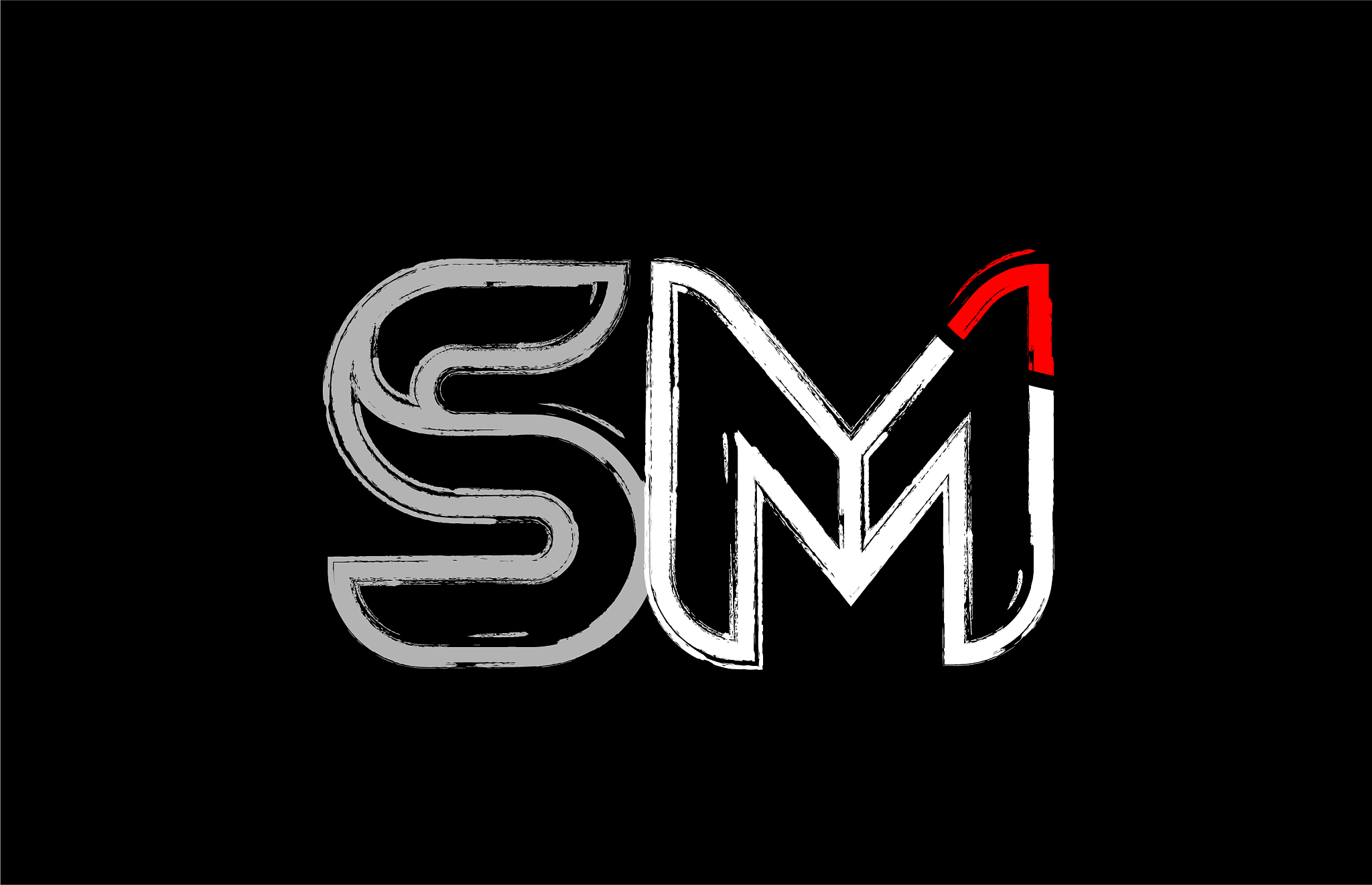 grunge white red black alphabet letter sm s m