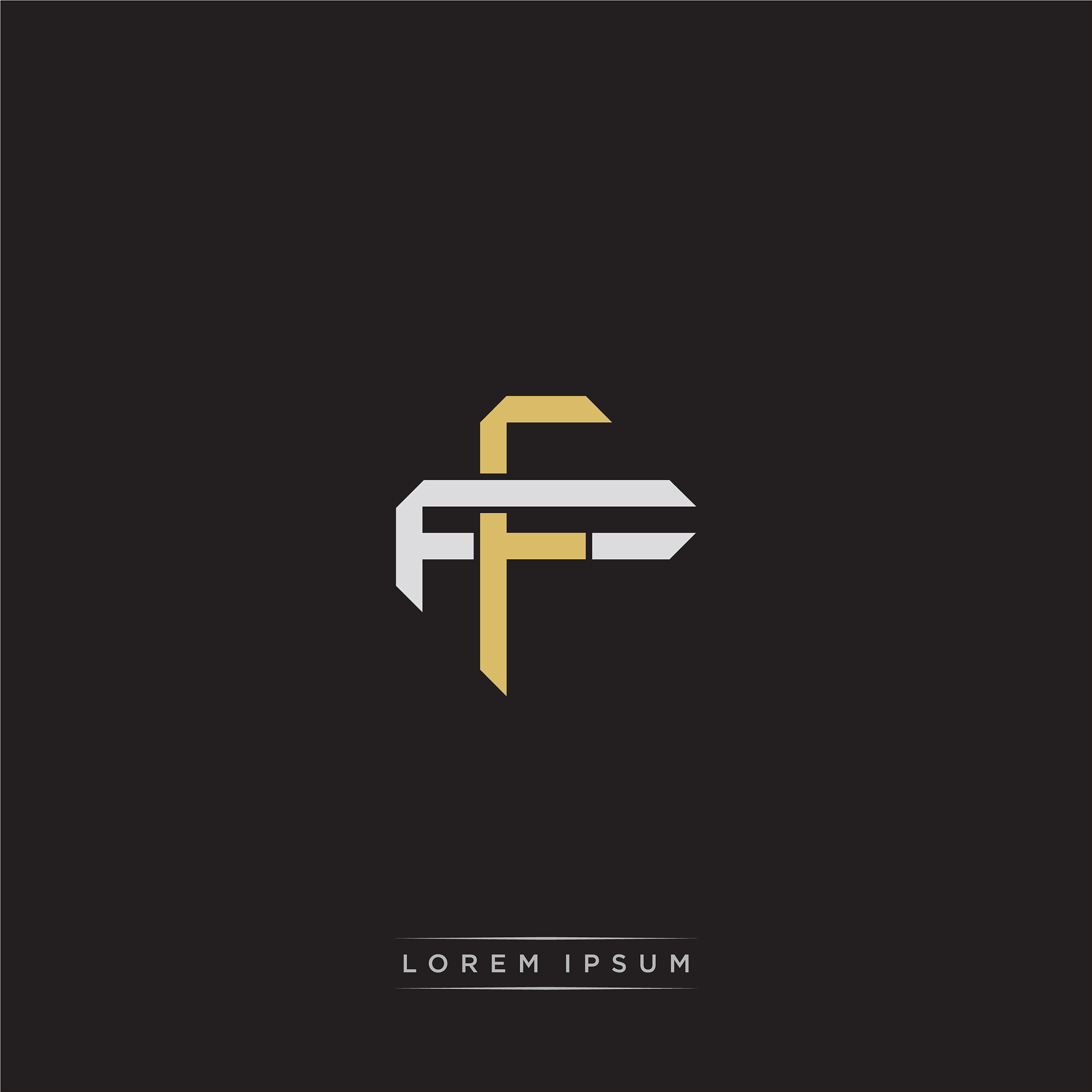 ff initial letter overlapping interlock logo