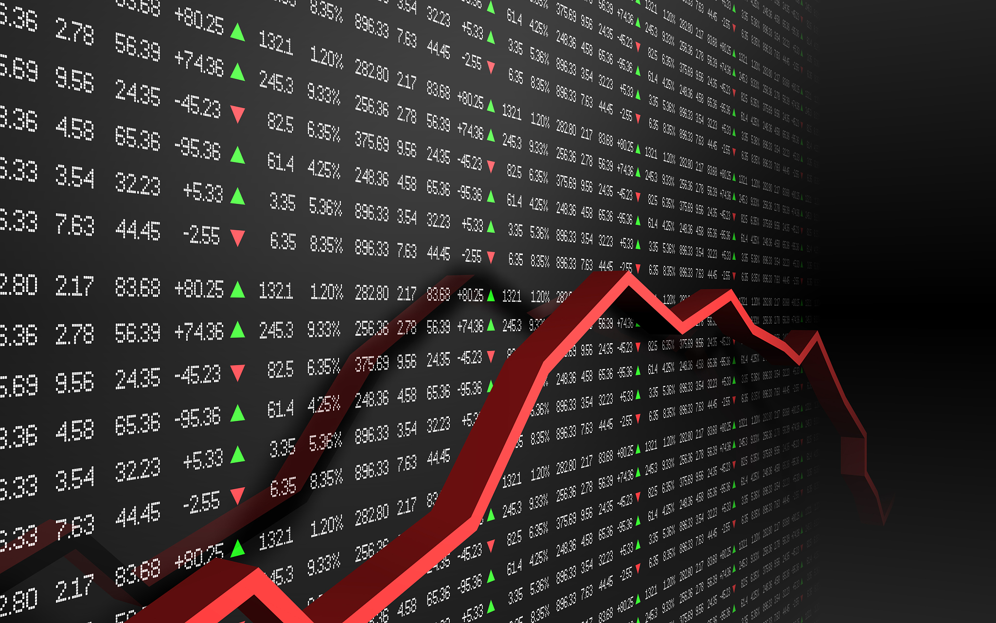 stock market ticker board black