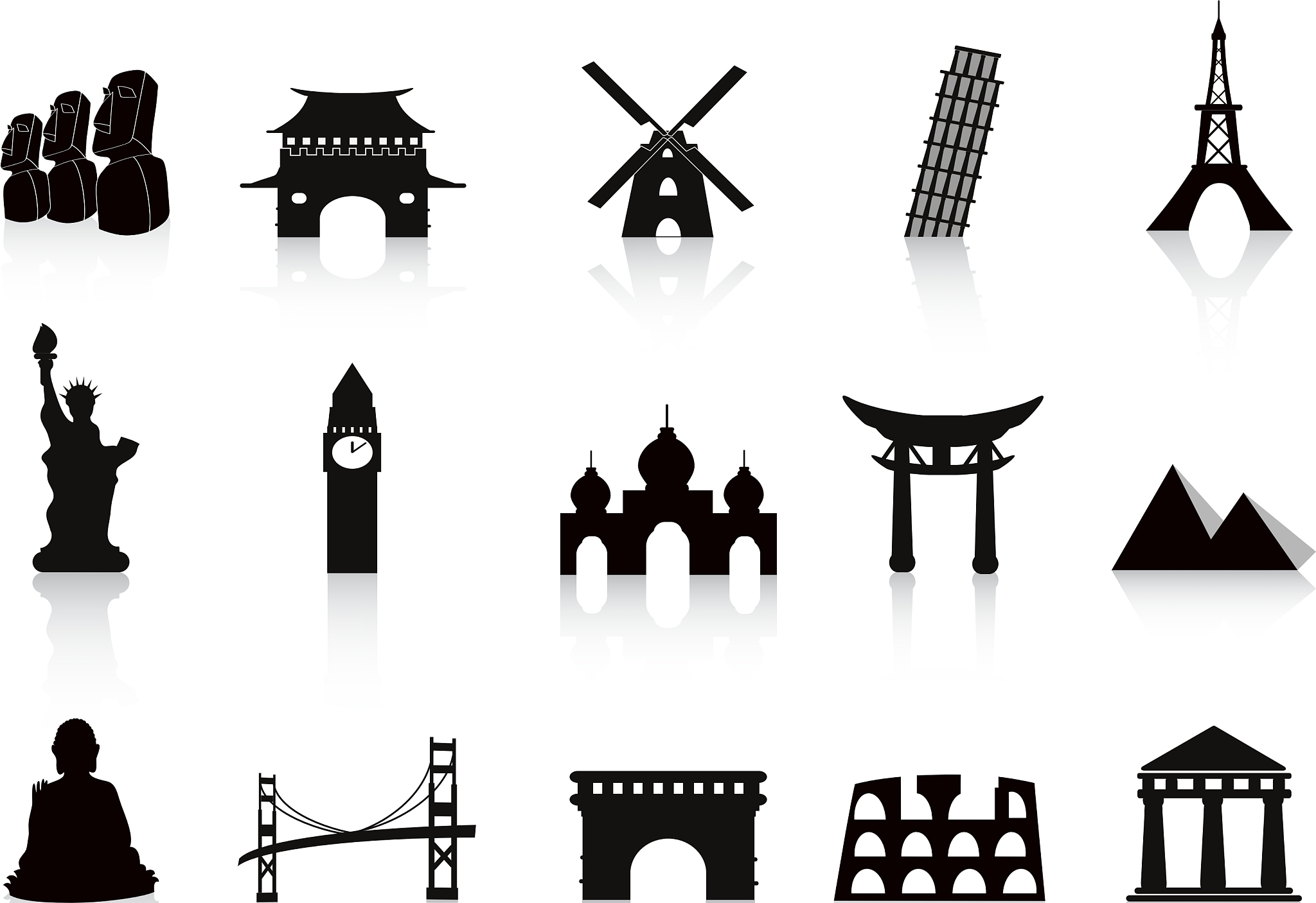 black landmark icons