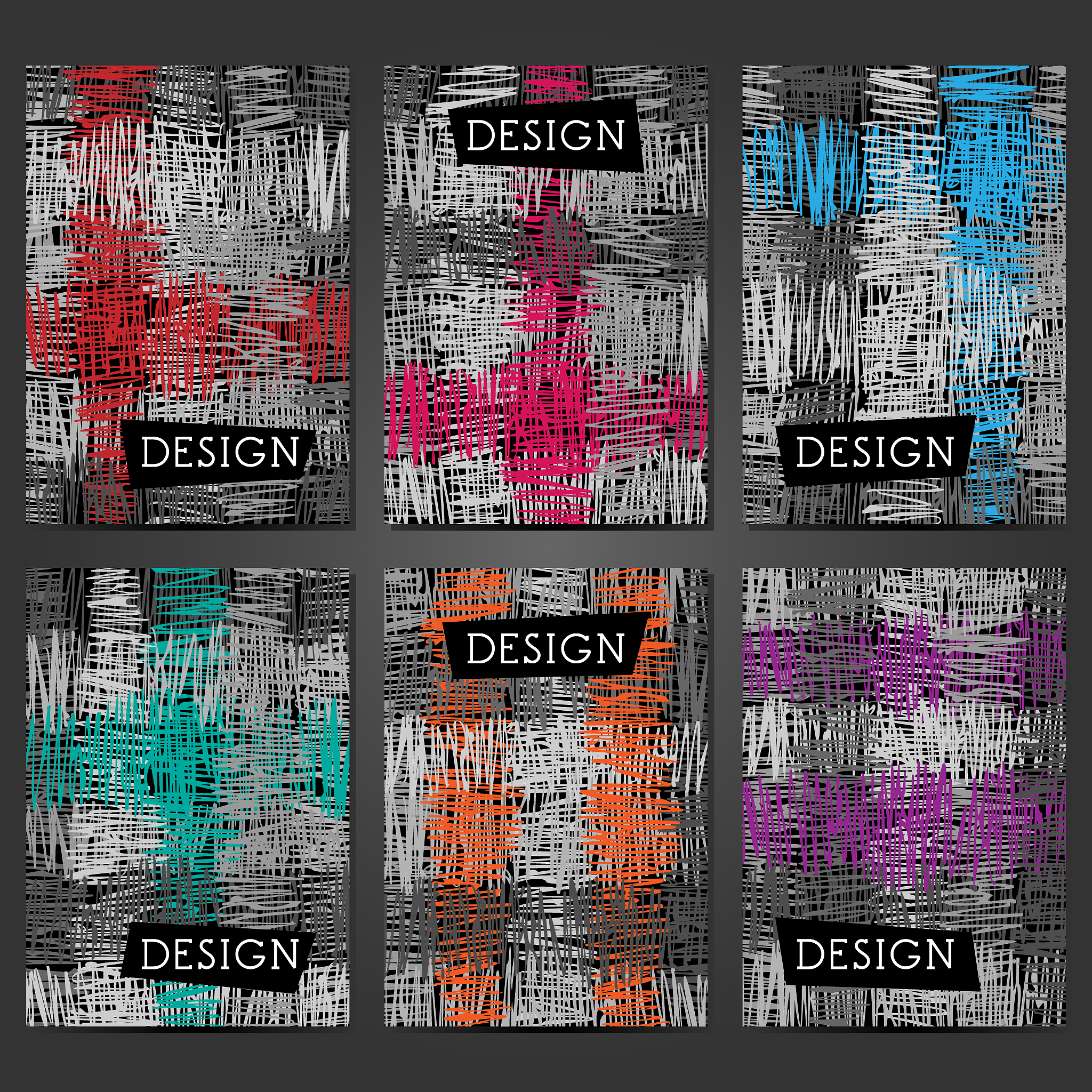 collection of 6 card templates with grunge effect.