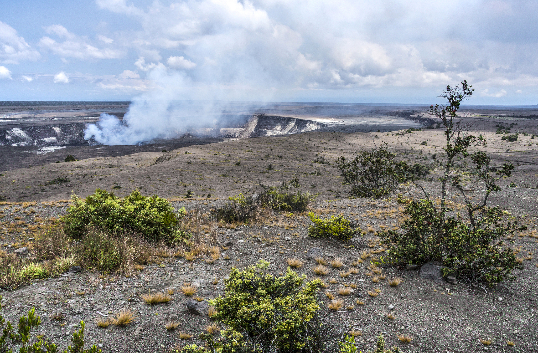 sulphur dioxide rising from the kīlauea crater