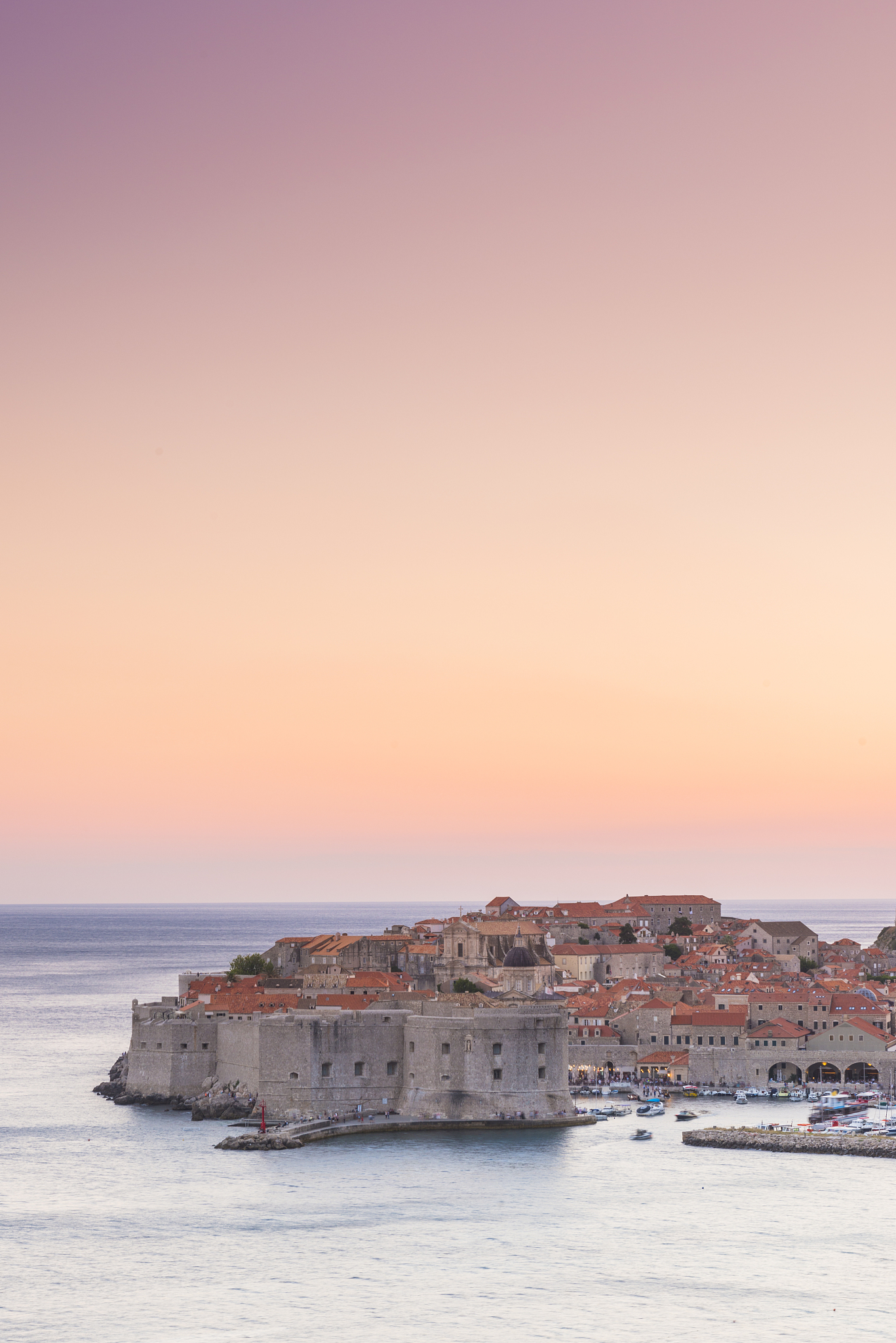 dusk over the old town, unesco world heritage site, dubrovnik, c
