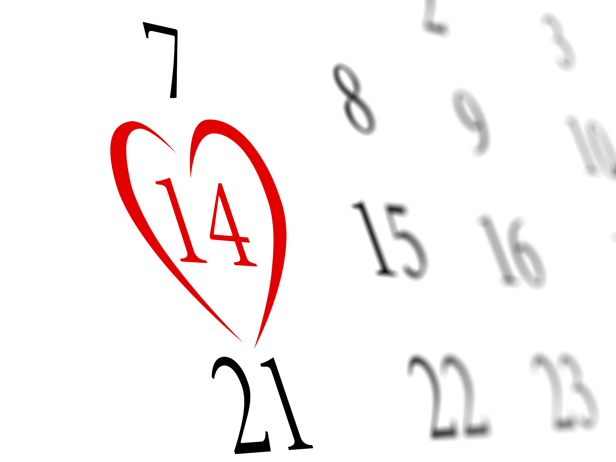 calendar with focus on \tvalentine's day