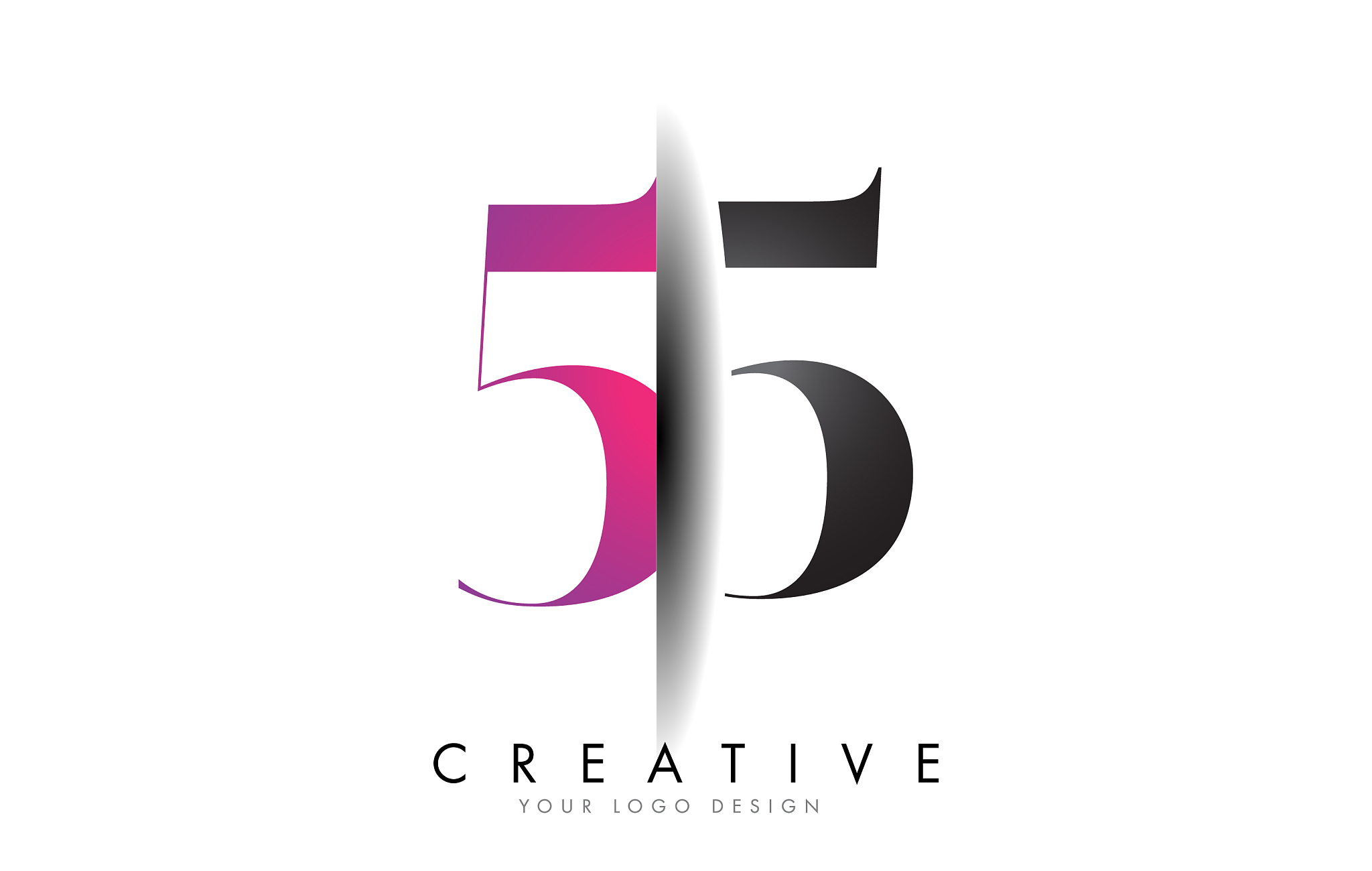 55 5 5 grey and pink number logo with creative