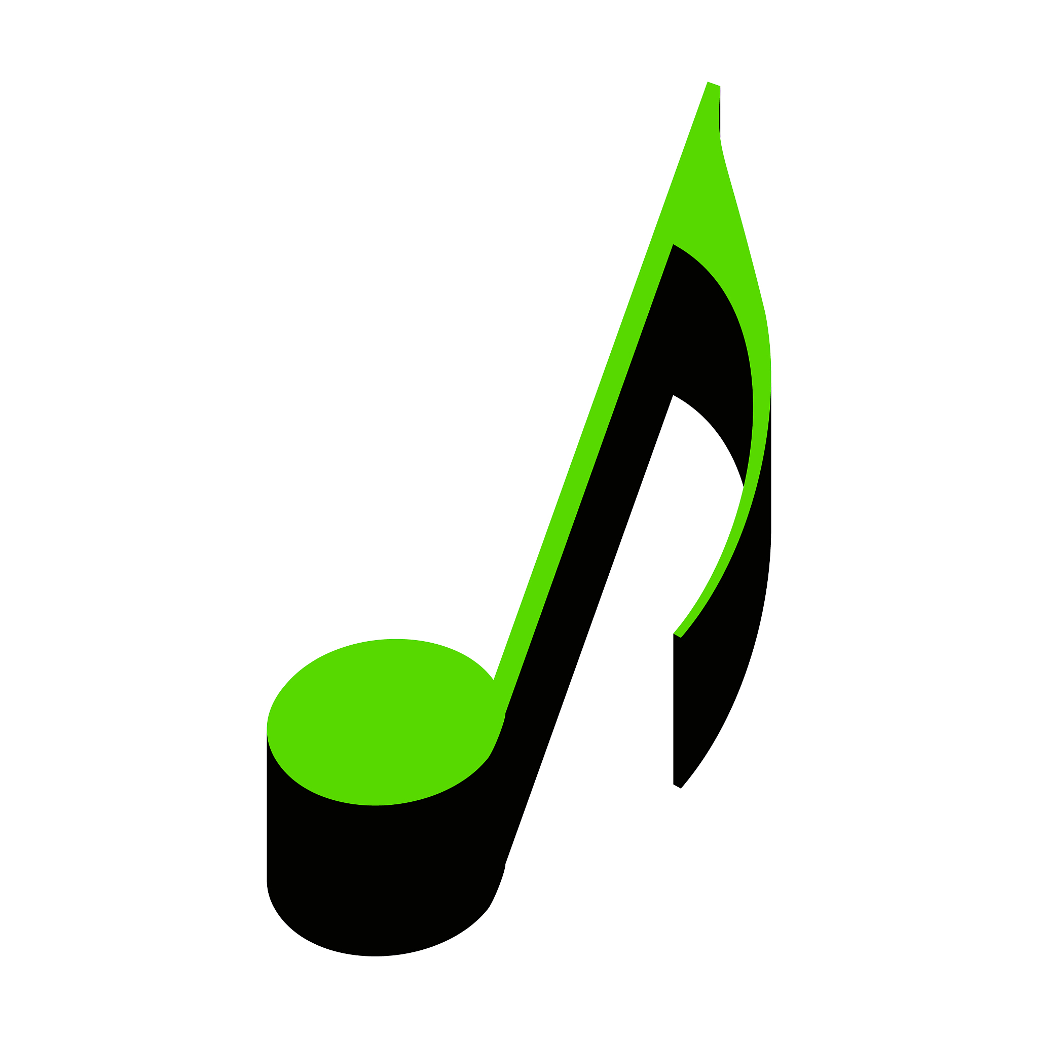music note sign green 3d icon with black