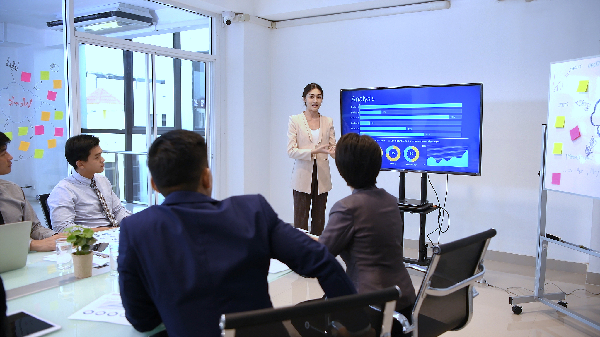 businesswoman discussing during meeting in office