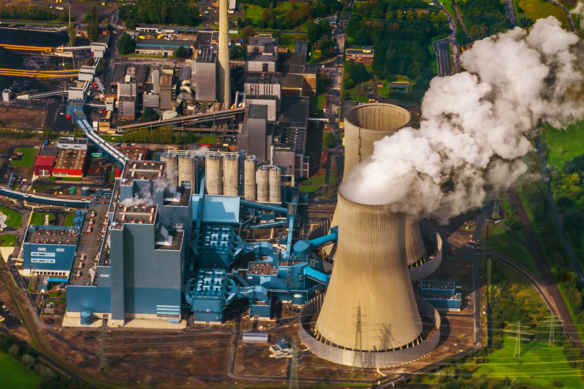 aerial view of power station.