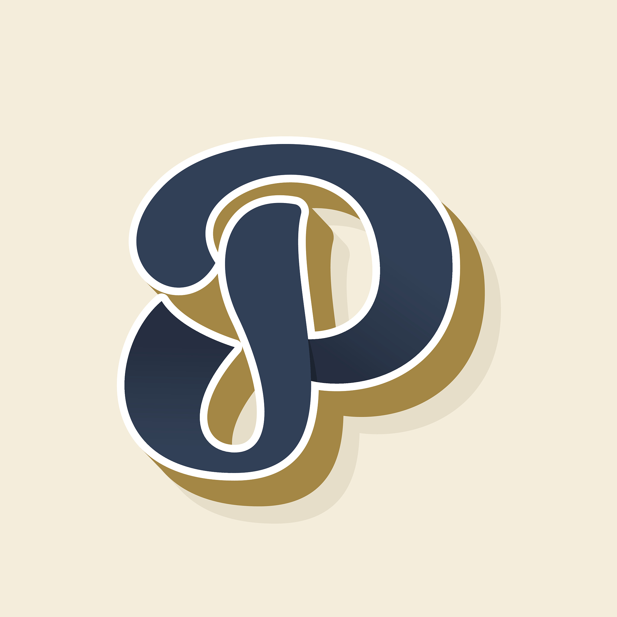 p letter icon in vintage style.