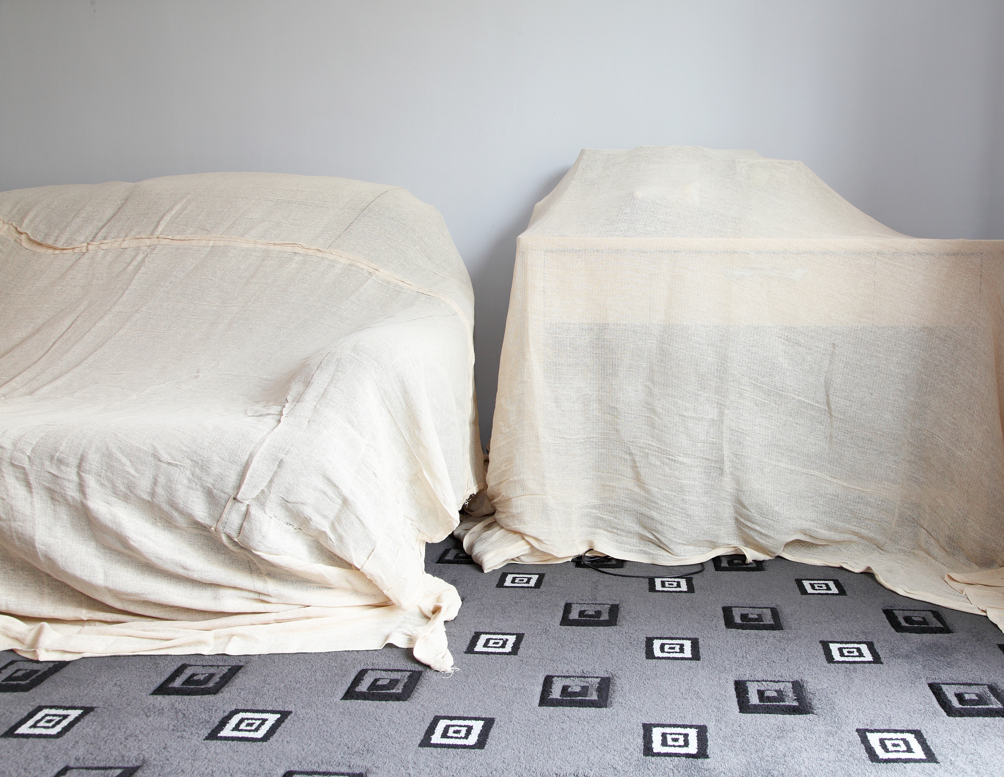 dust sheets over furniture