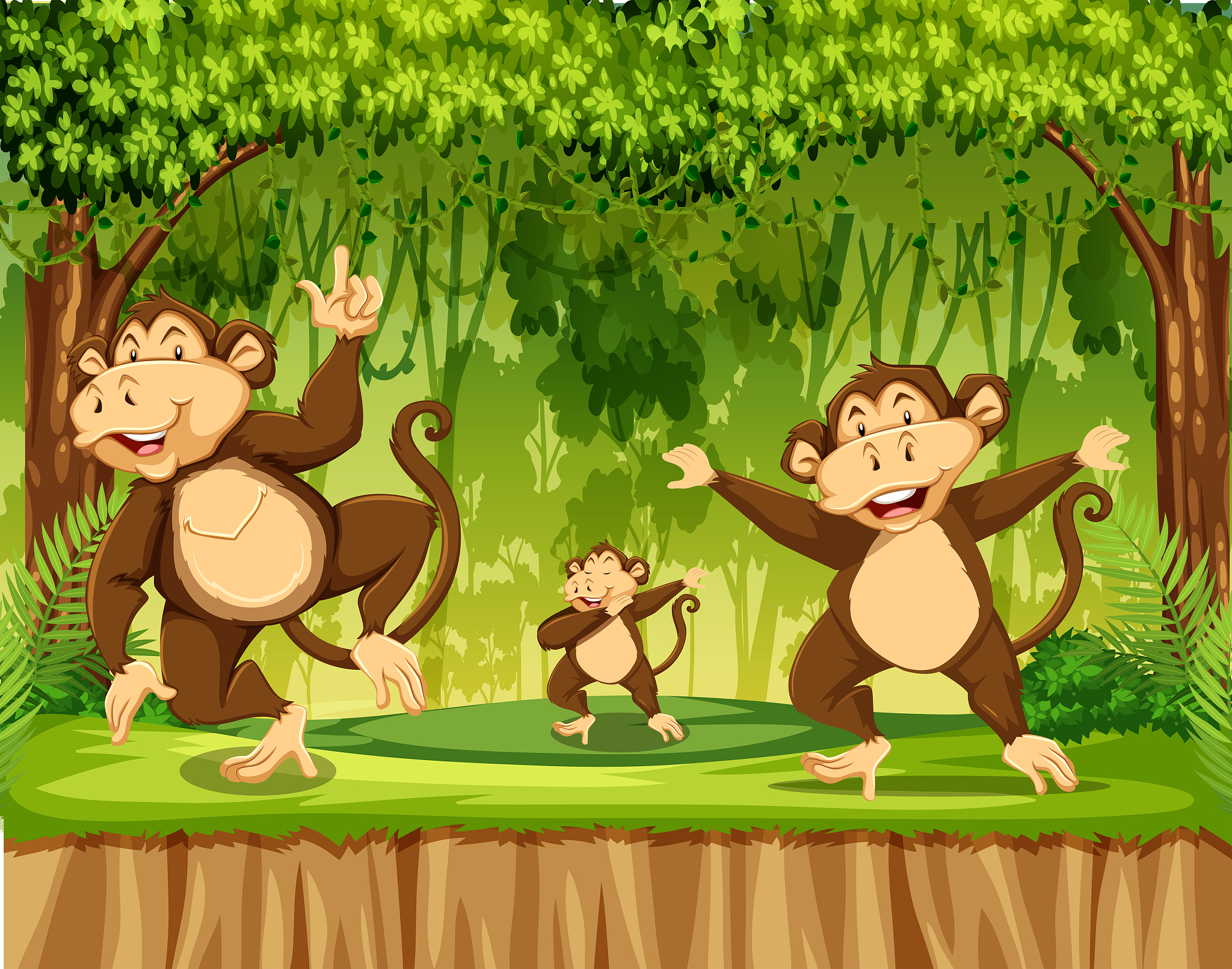 Lion Roars at Monkeys Throwing Bananas from Tree