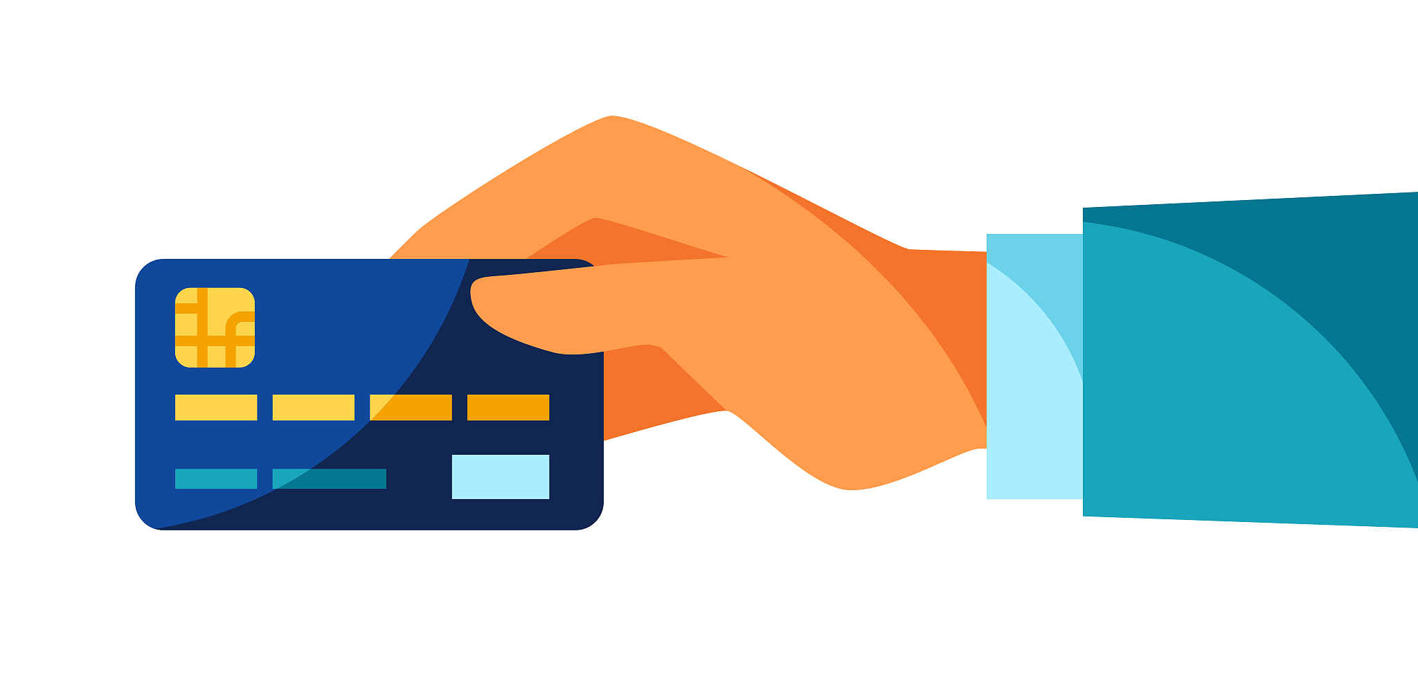 illustration of hand holding credit card.