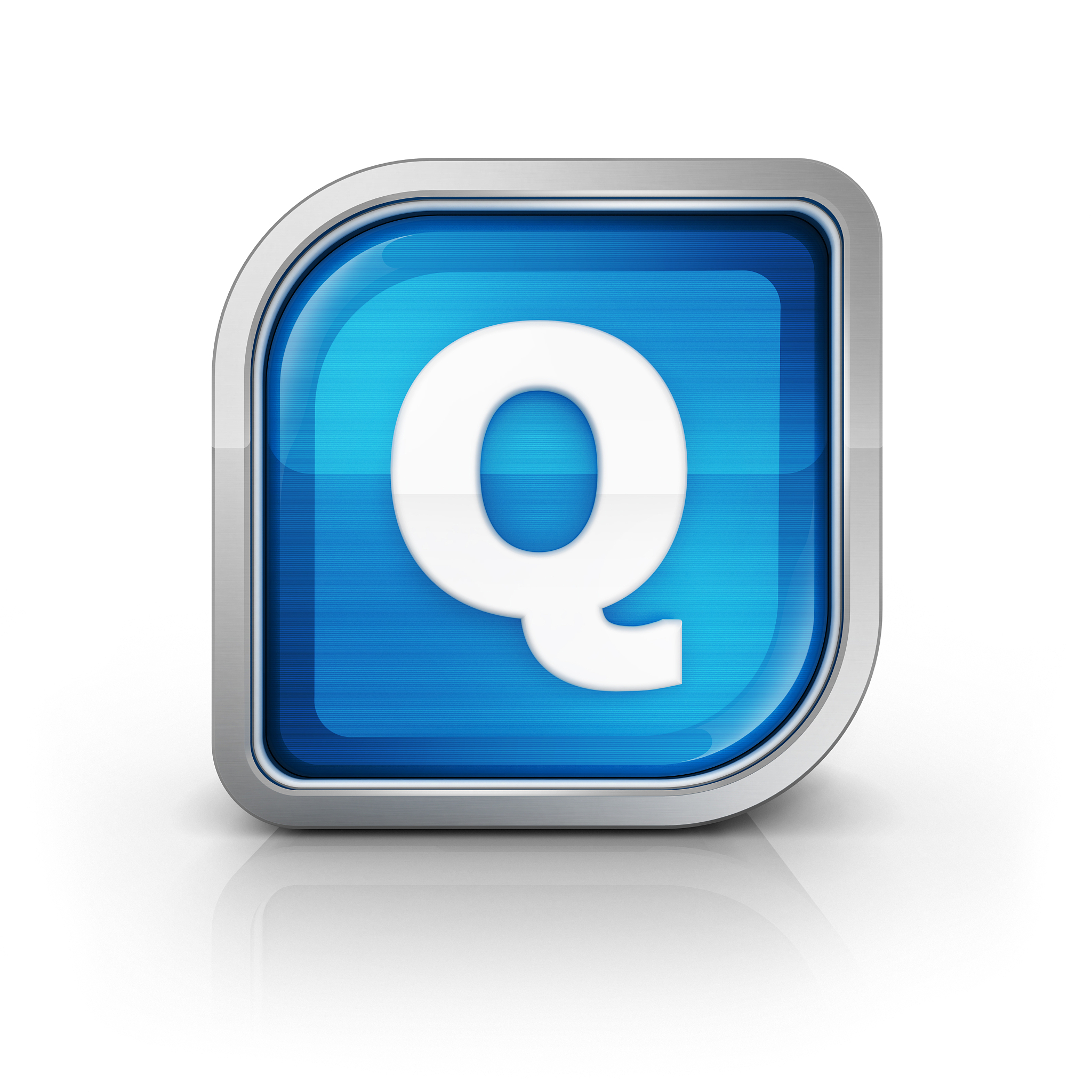 glossy blue letter q 3d icon